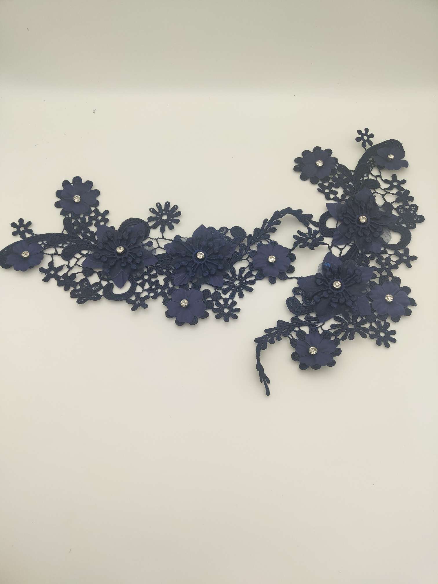 Polyester-polyester double-flower hand-stitched beaded flower clothing accessories, DIY collar flower wedding dress decoration 1-1 undefined