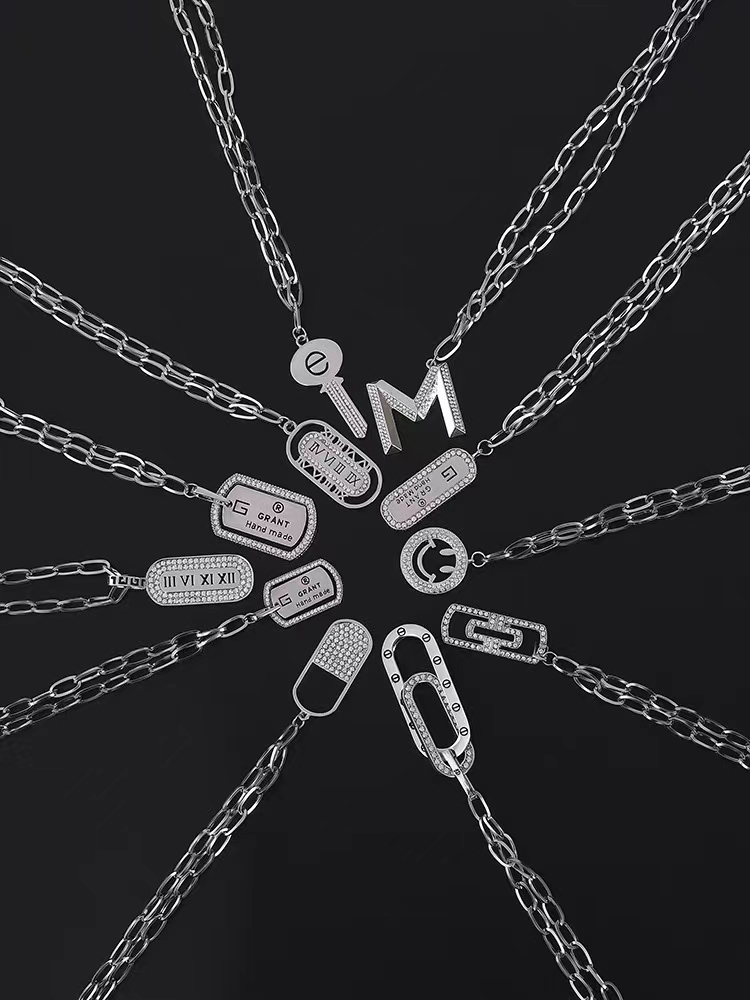 Titanium Steel Hip Hop Necklace New Year Festival Explosion Recommended Europe And The United States Cross-Border Model undefined