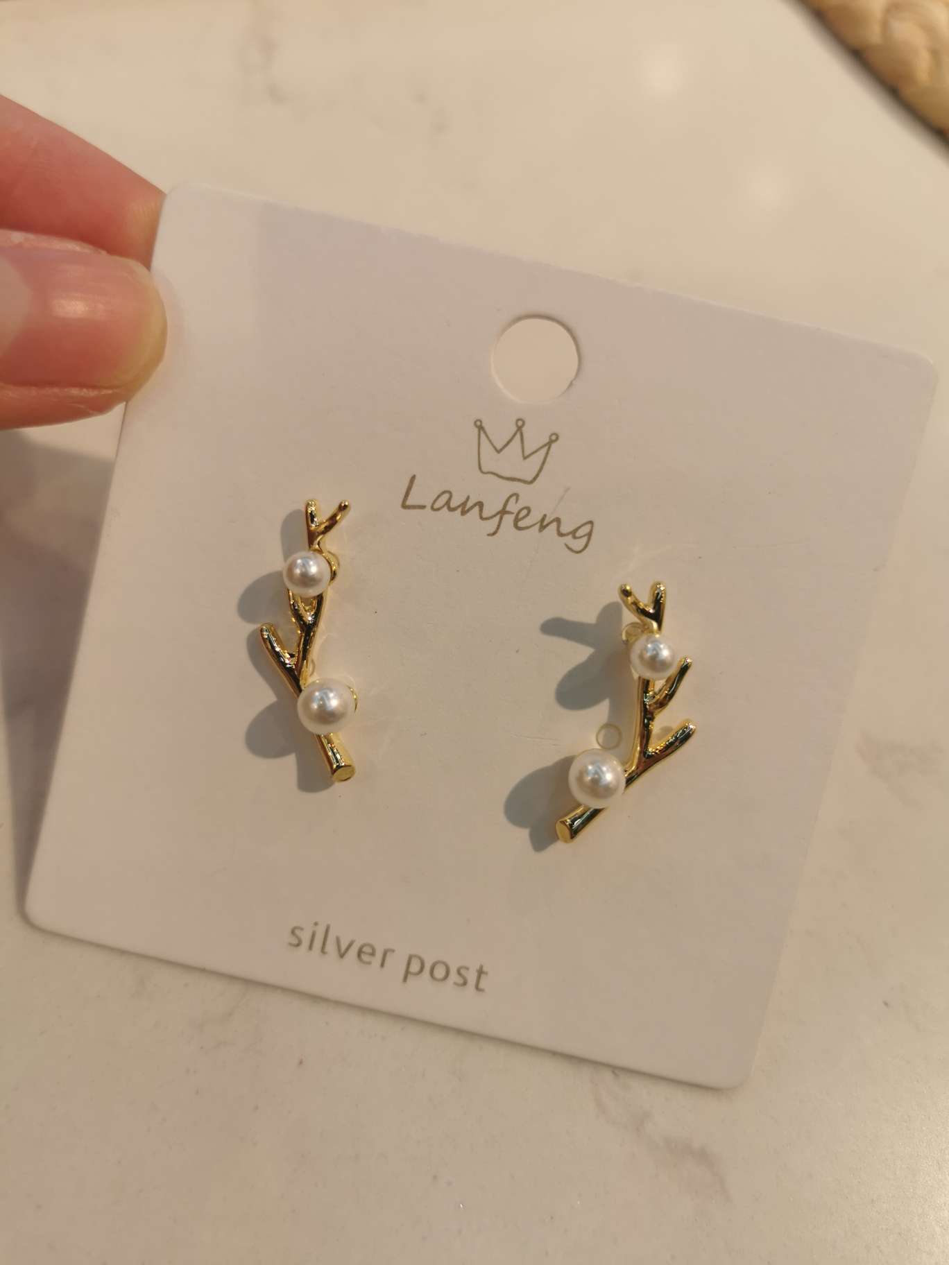 Korean character antler earrings thumbnail