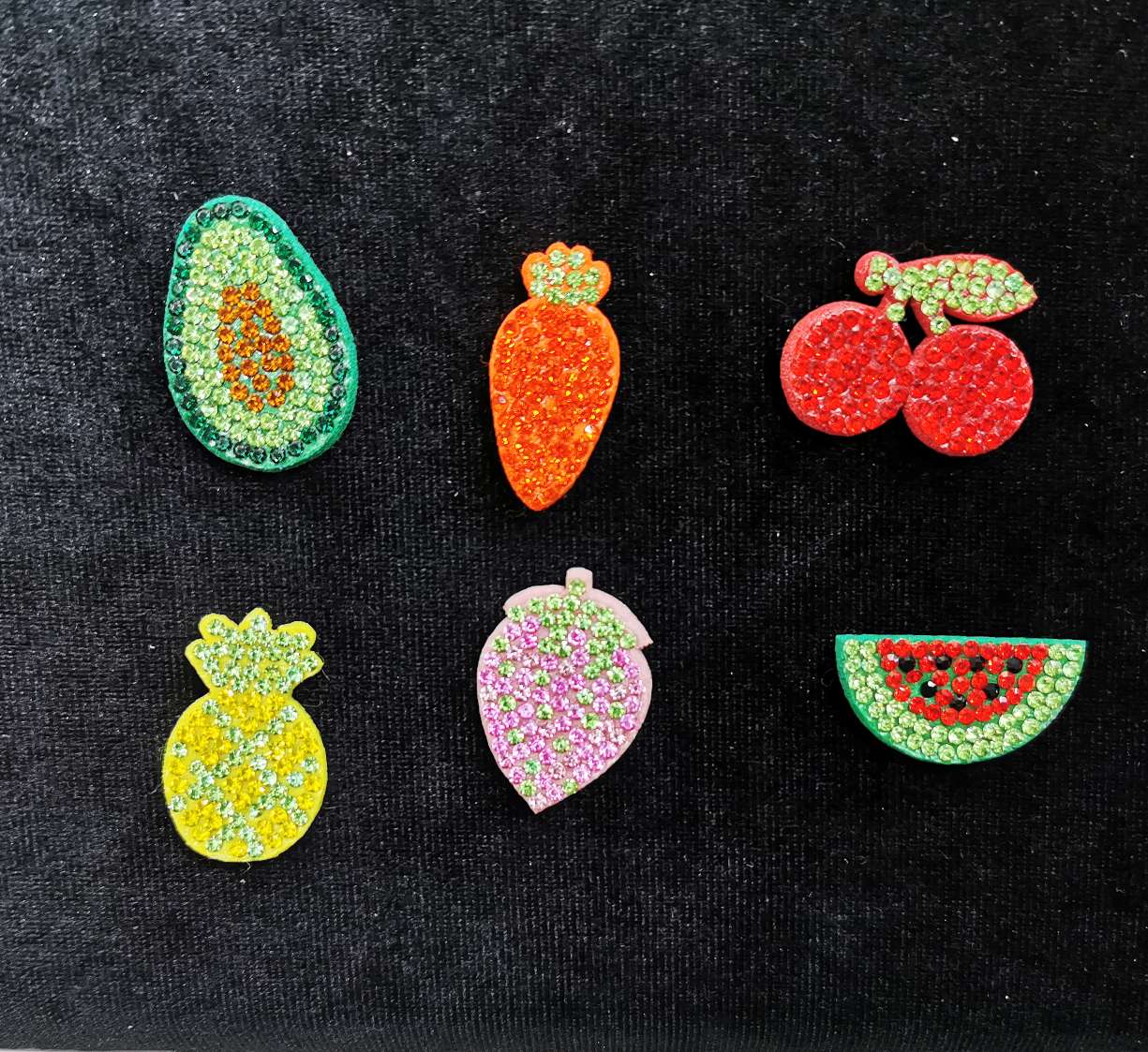 ins Wind fruit headwear hairpin back glue can stick non-woven rhinestones burst flash fruit