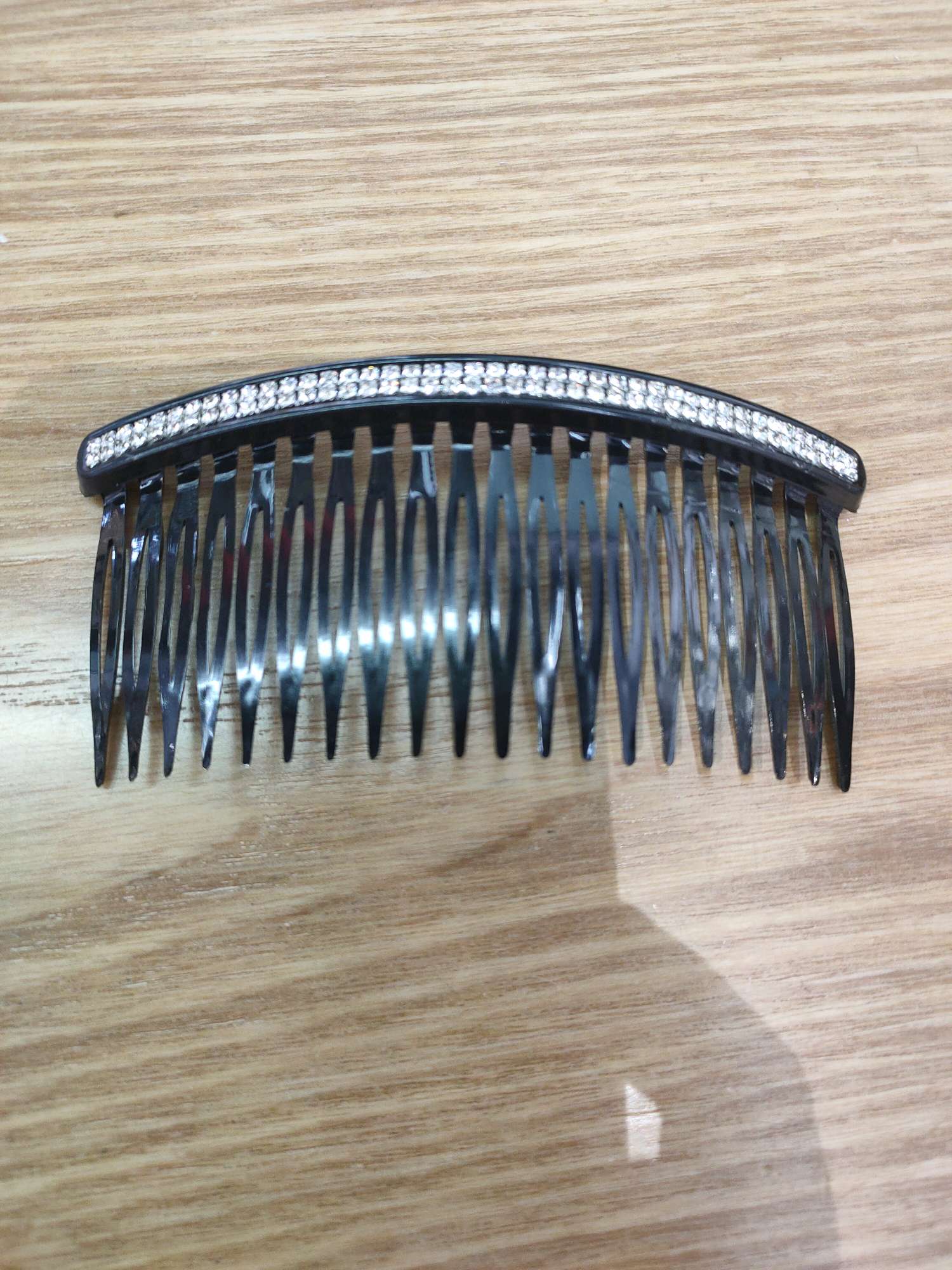 Rhinester Female Adult Hair Comb Two Row Drill 20 Teeth Female Hairpin Crystal Plastic Tooth Medium Comb Specification drawing