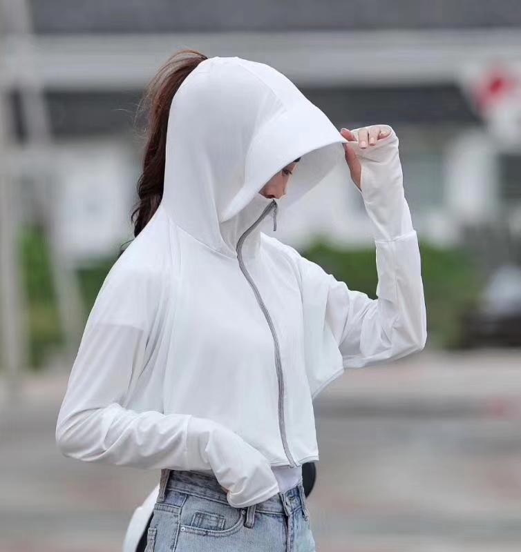 冰丝防晒衣，防晒服女士新款夏季户外骑行开车拉链连帽披肩沙滩透气冰丝防晒衣详情图7
