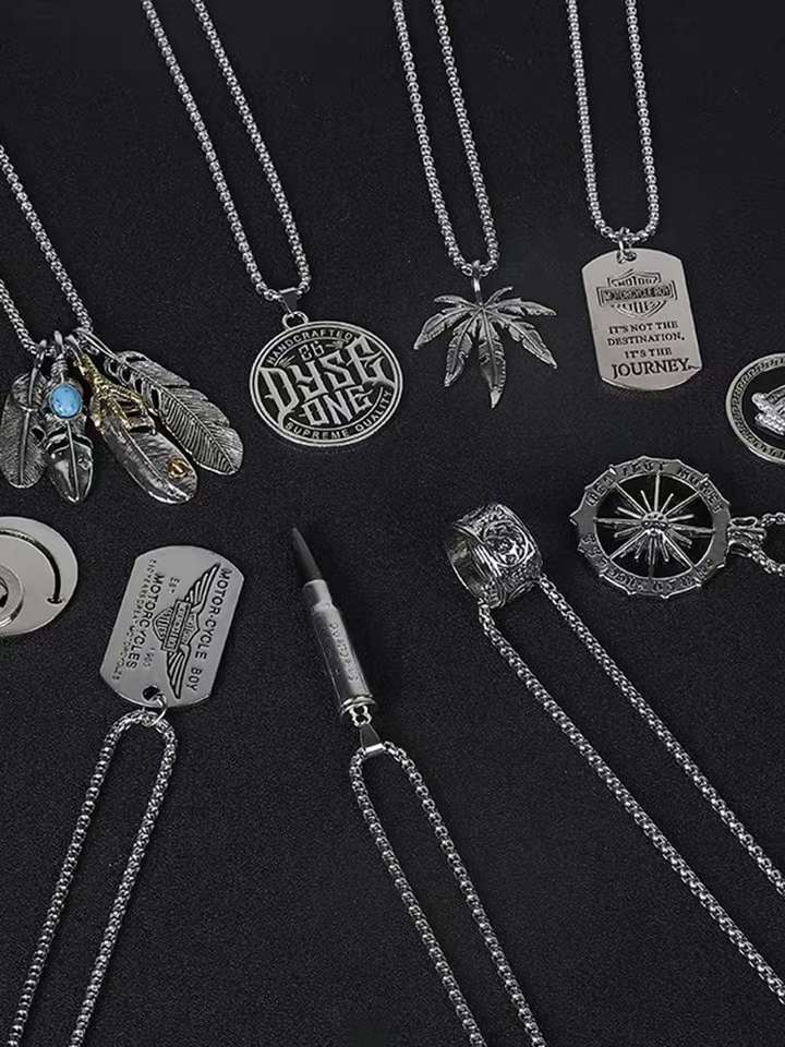 Titanium Steel Hip Hop Necklace New Year Festival Explosion Recommended Europe And The United States Cross-Border Model Application Scenario