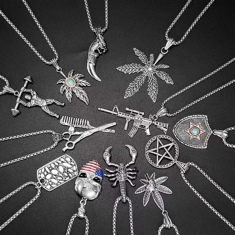 Titanium Steel Hip Hop Necklace New Year Festival Explosion Recommended Europe And The United States Cross-Border Model undefined