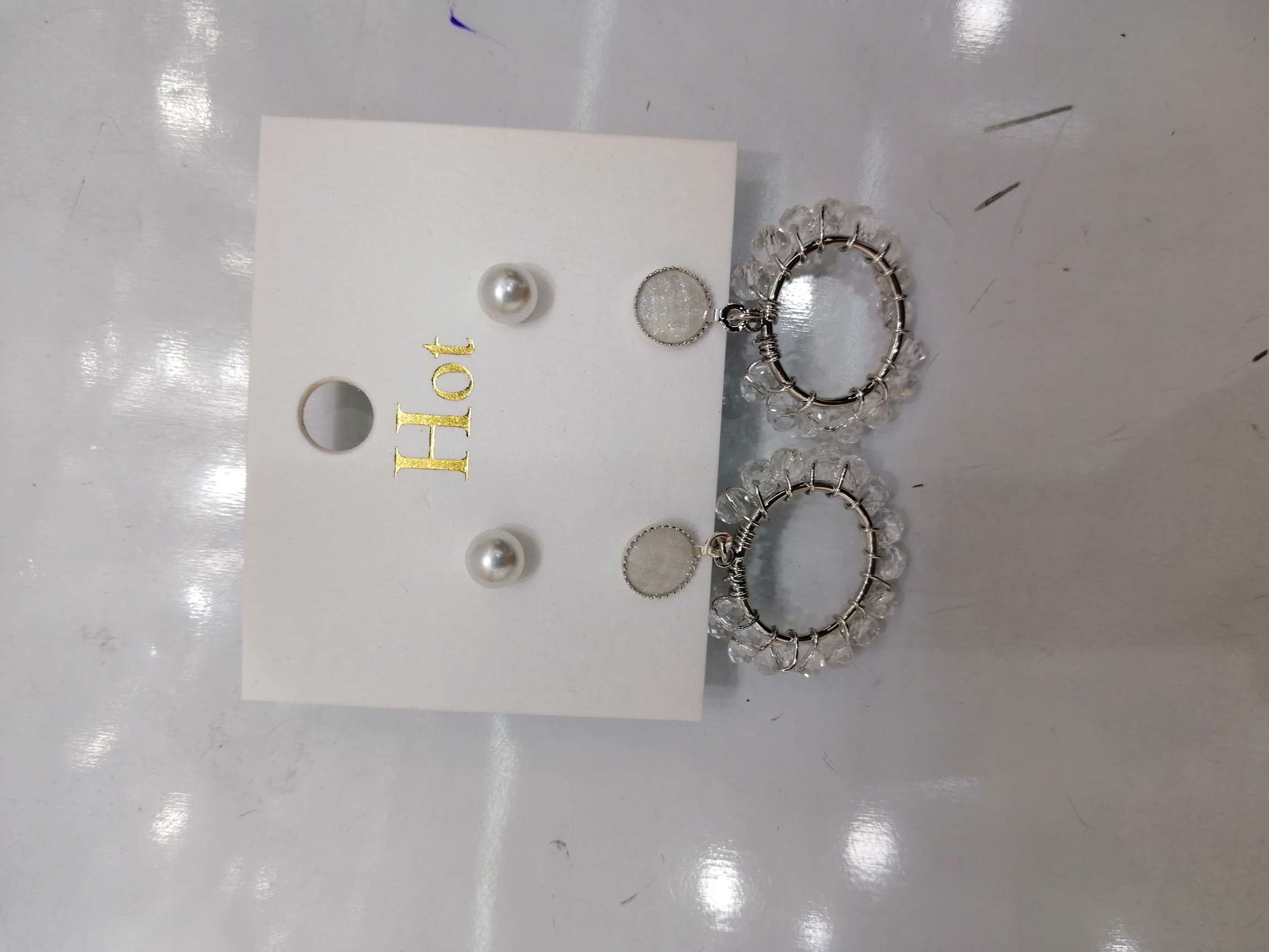 Pearl hoop earrings thumbnail