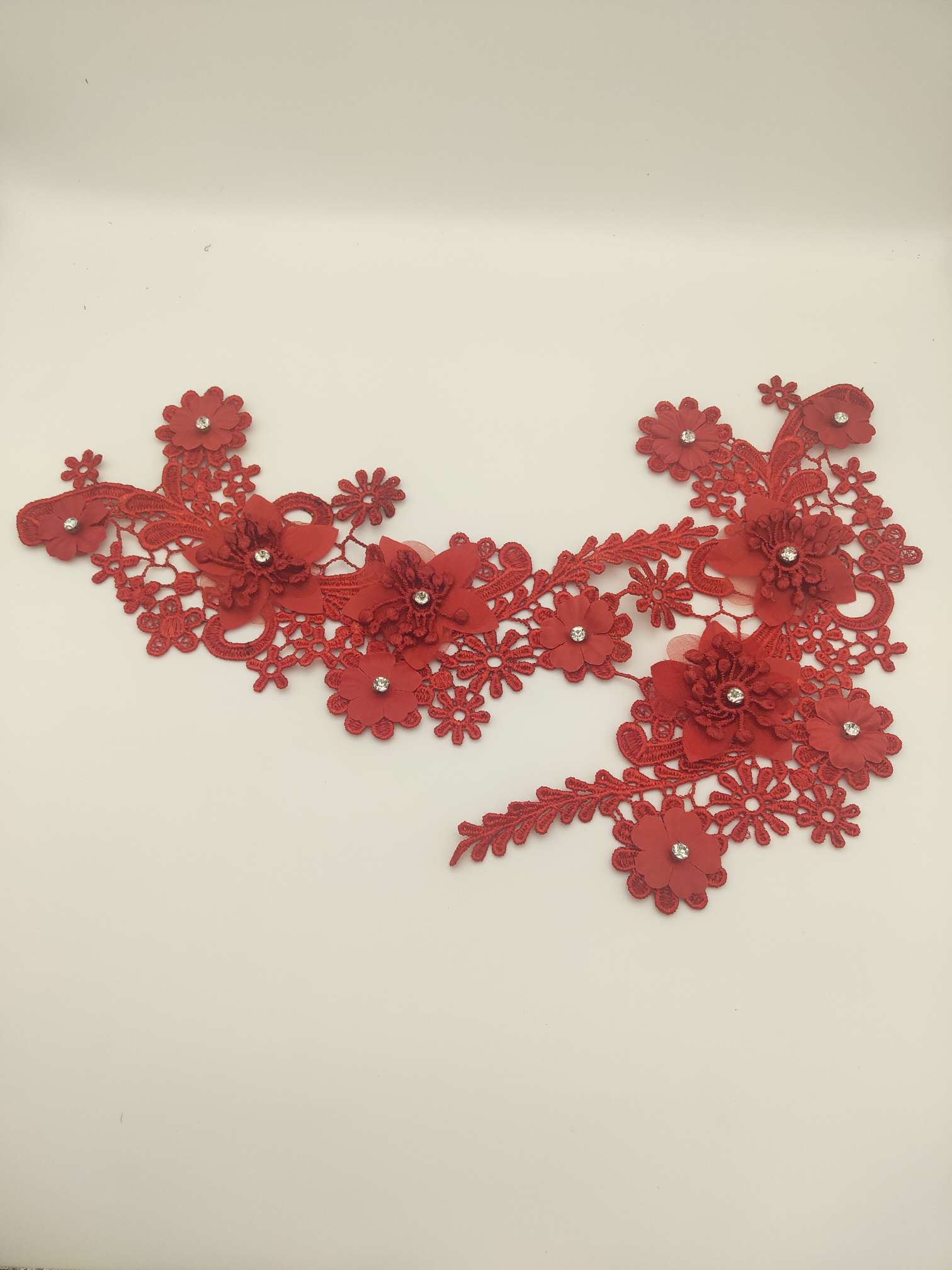 Polyester-polyester double-flower hand-stitched beaded flower clothing accessories, DIY collar flower wedding dress decoration 1-1 undefined