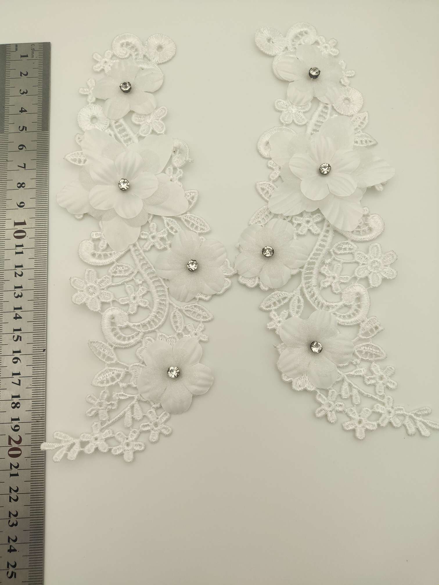 Polyester-polyester double-flower hand-stitched beaded flower clothing accessories, DIY collar flower wedding dress decoration 1-6
