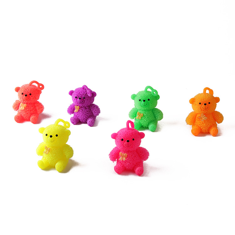 Glitter Fuzz ball hot sale YOYO Bear light vent bear explosive Fuzz ball children's toy TPR soft rubber animal thumbnail