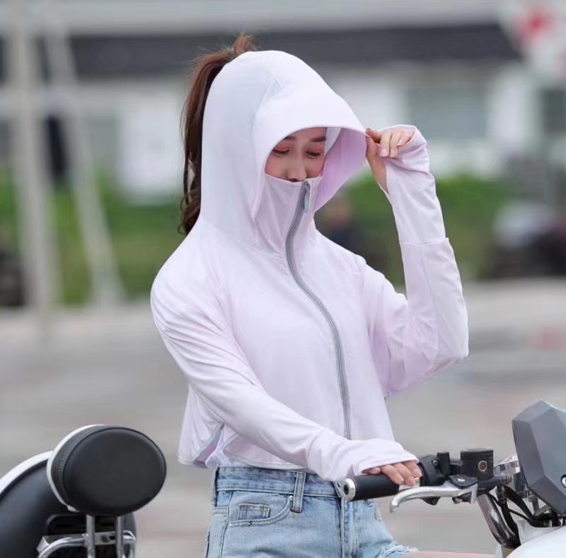 冰丝防晒衣，防晒服女士新款夏季户外骑行开车拉链连帽披肩沙滩透气冰丝防晒衣详情图9