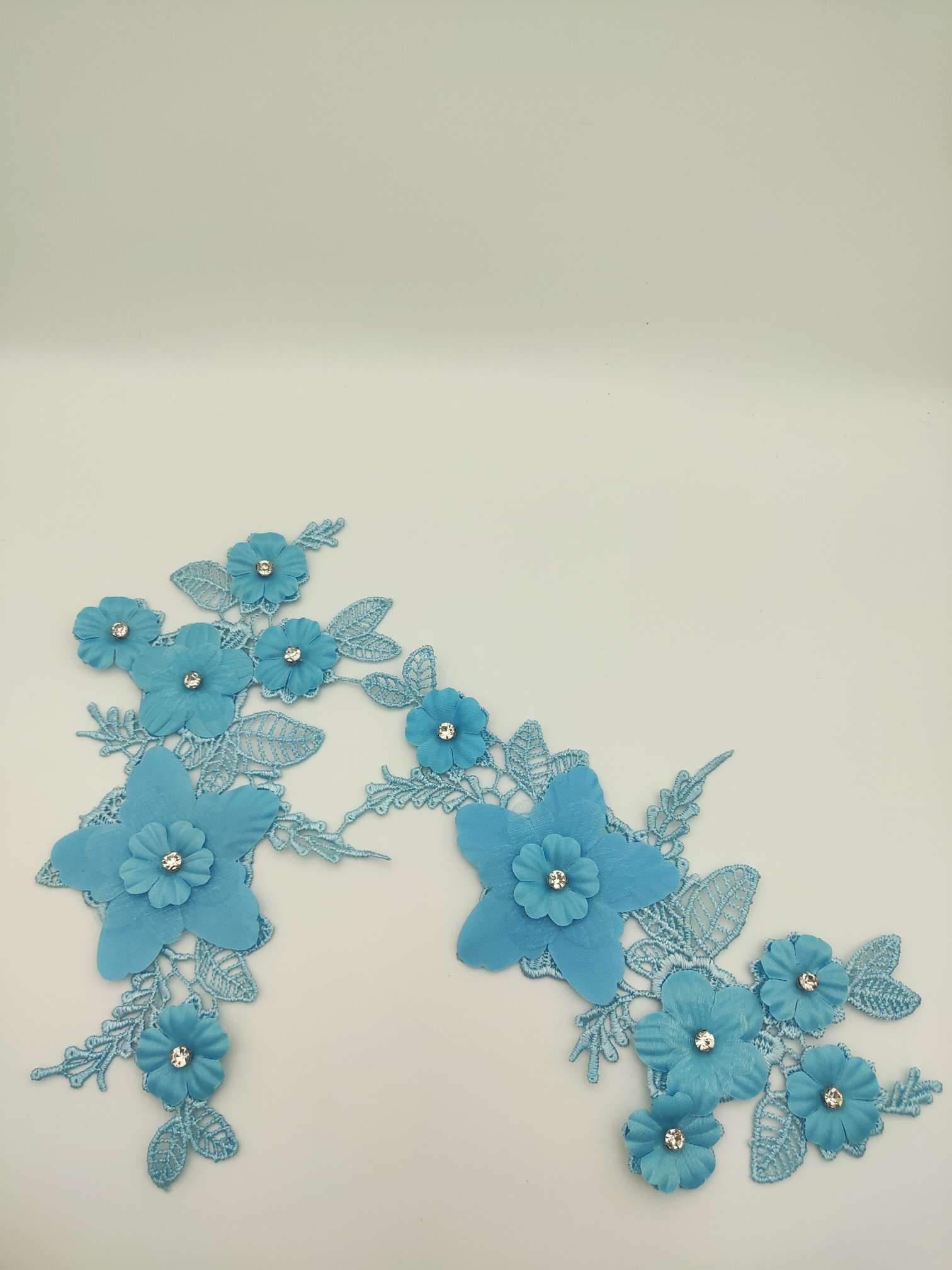 Polyester-polyester double-flower hand-stitched beaded flower clothing accessories, DIY collar flower wedding dress decoration 1-7 undefined