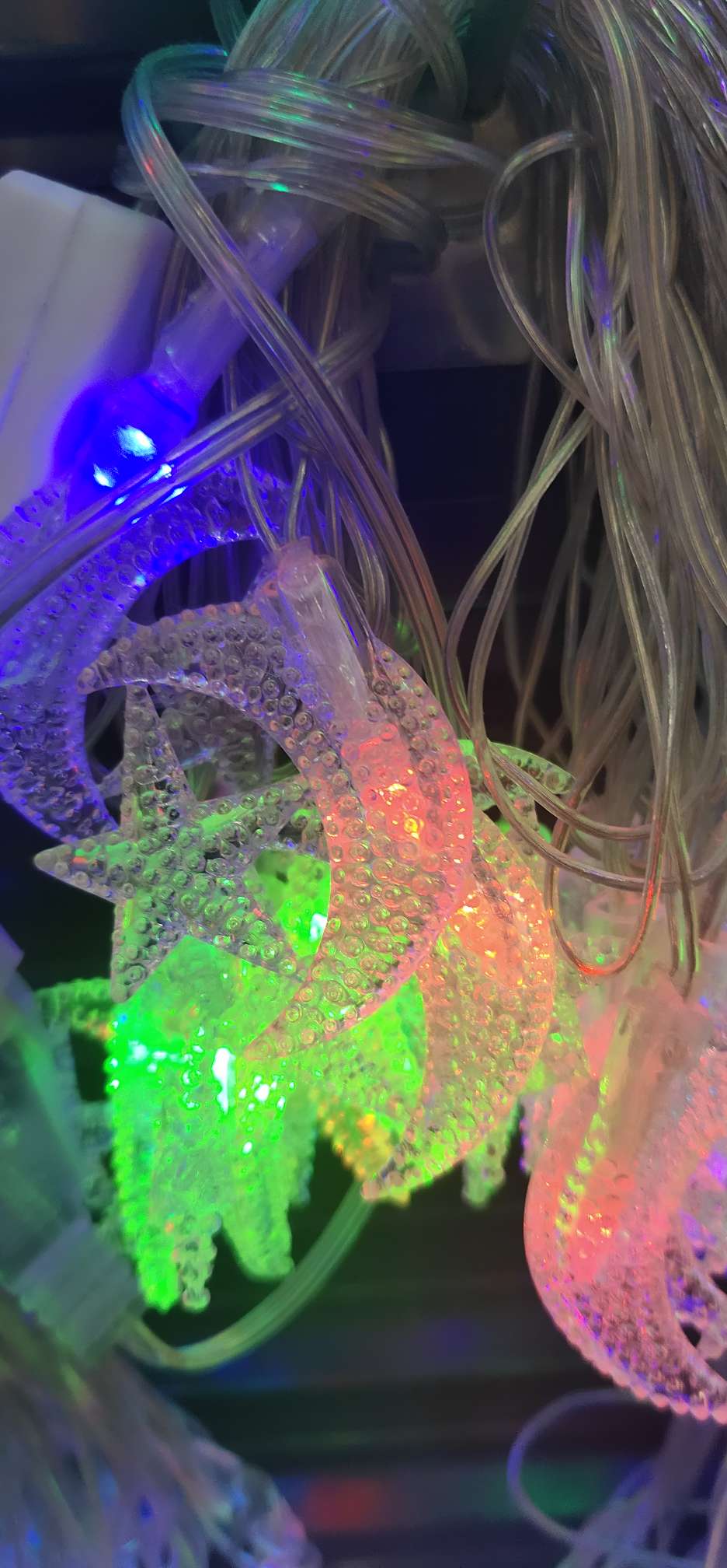 20 Lights Double Flash Plastic Direct Insertion Pearl Star Moon Christmas Lights Holiday Lights Item Picture