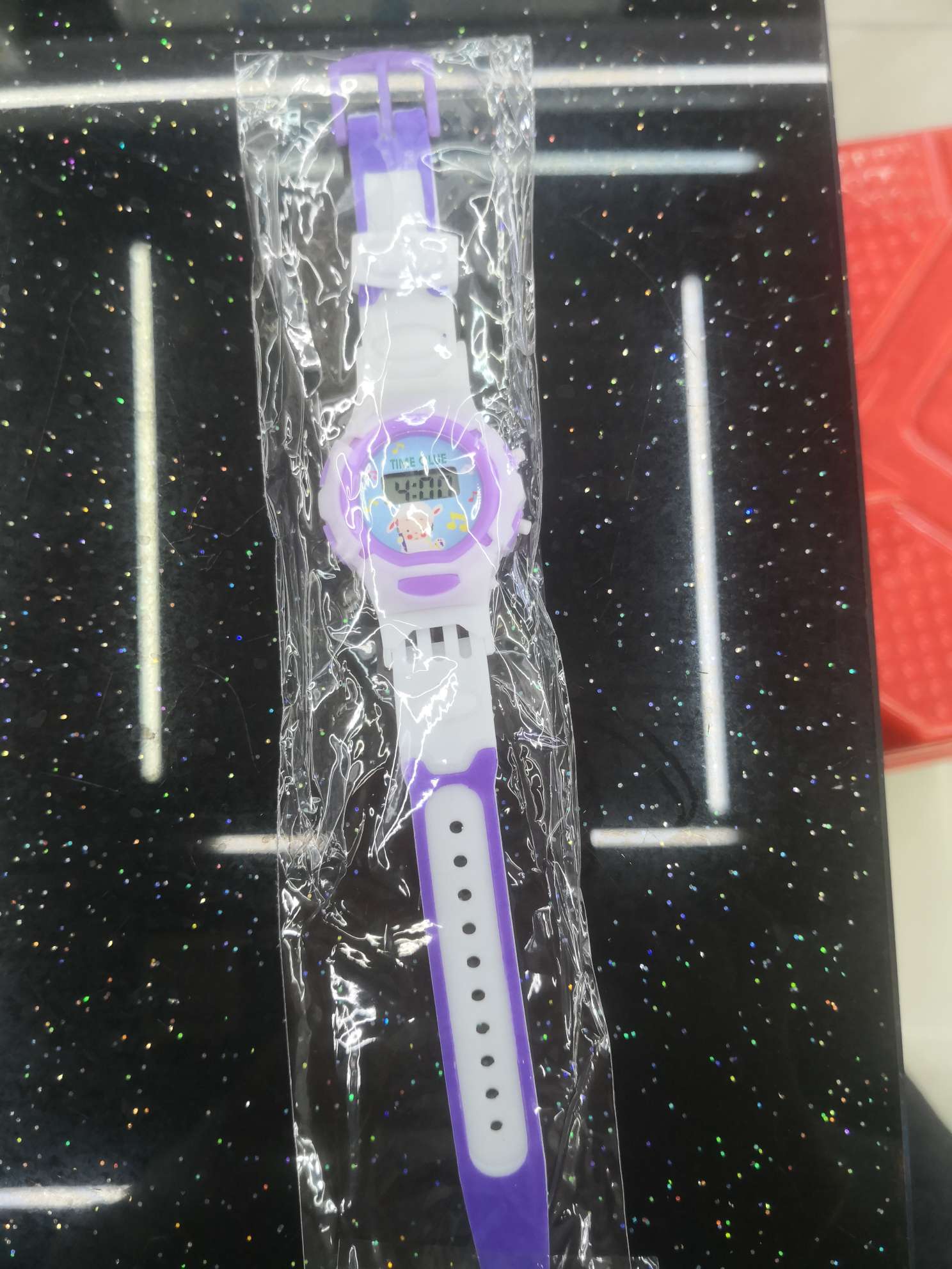 白表彩色儿童女孩计时手表细节图