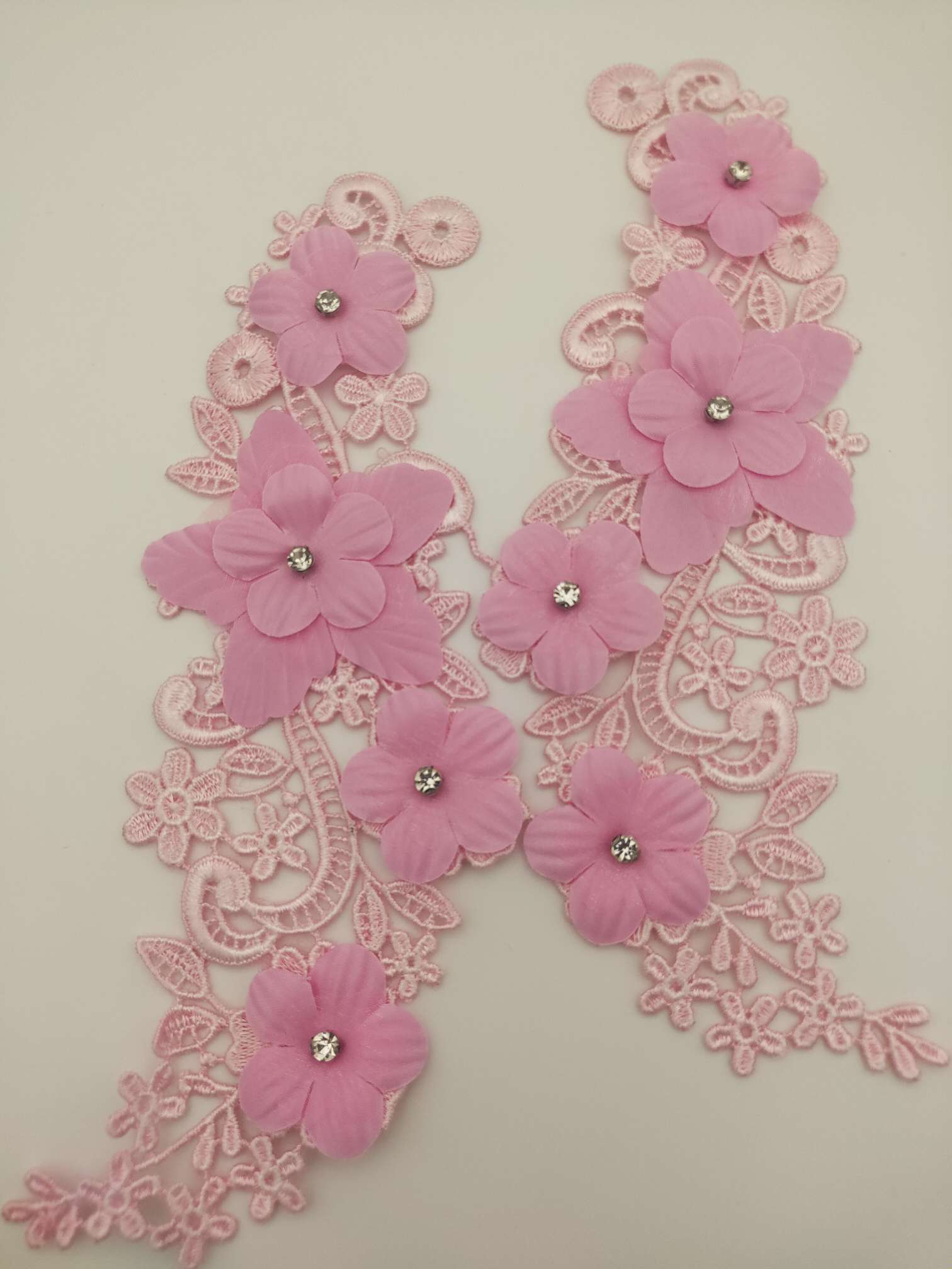 Polyester-polyester double-flower hand-stitched beaded flower clothing accessories, DIY collar flower wedding dress decoration 1-6 Specification image