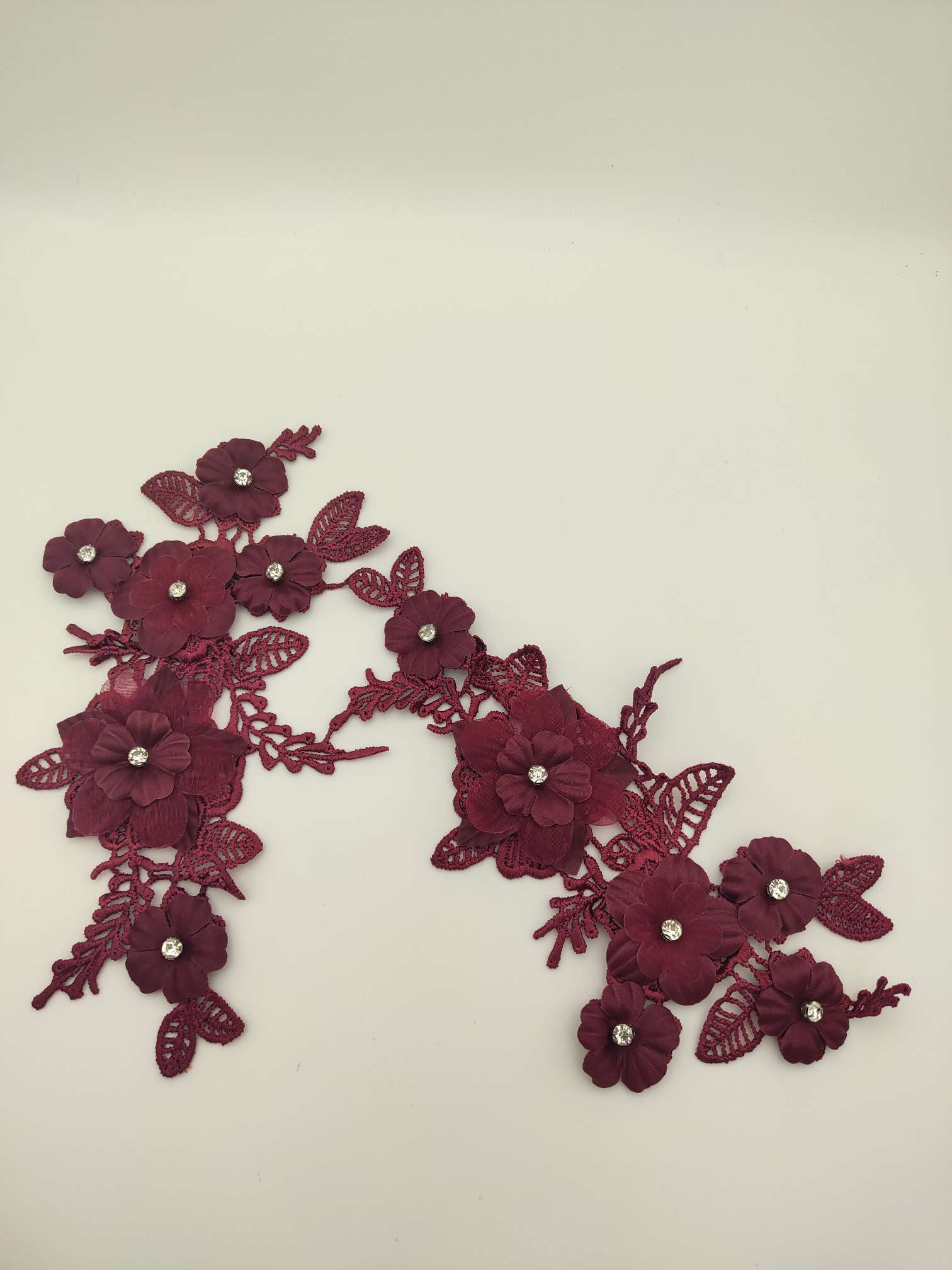 Polyester-polyester double-flower hand-stitched beaded flower clothing accessories, DIY collar flower wedding dress decoration 1-8 details Picture