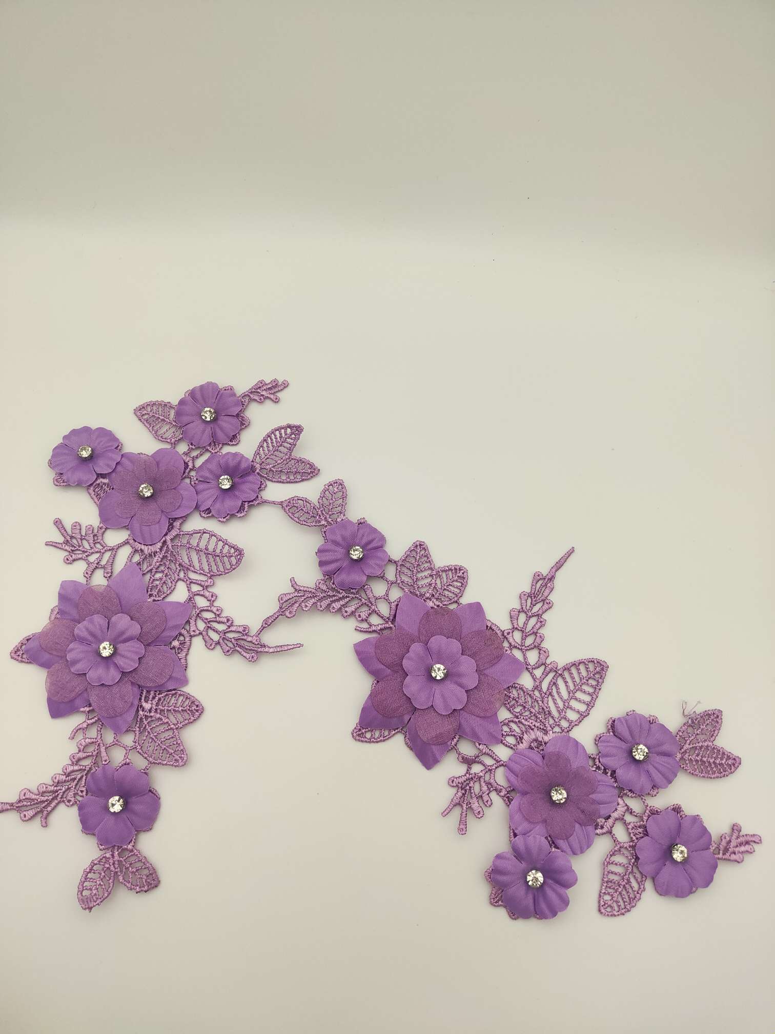 Polyester-polyester double-flower hand-stitched beaded flower clothing accessories, DIY collar flower wedding dress decoration 1-7 undefined