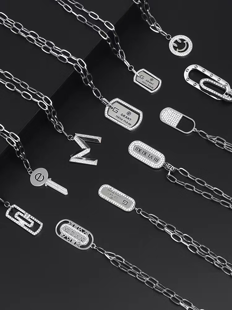 Titanium Steel Hip Hop Necklace New Year Festival Explosion Recommended Europe And The United States Cross-Border Model undefined