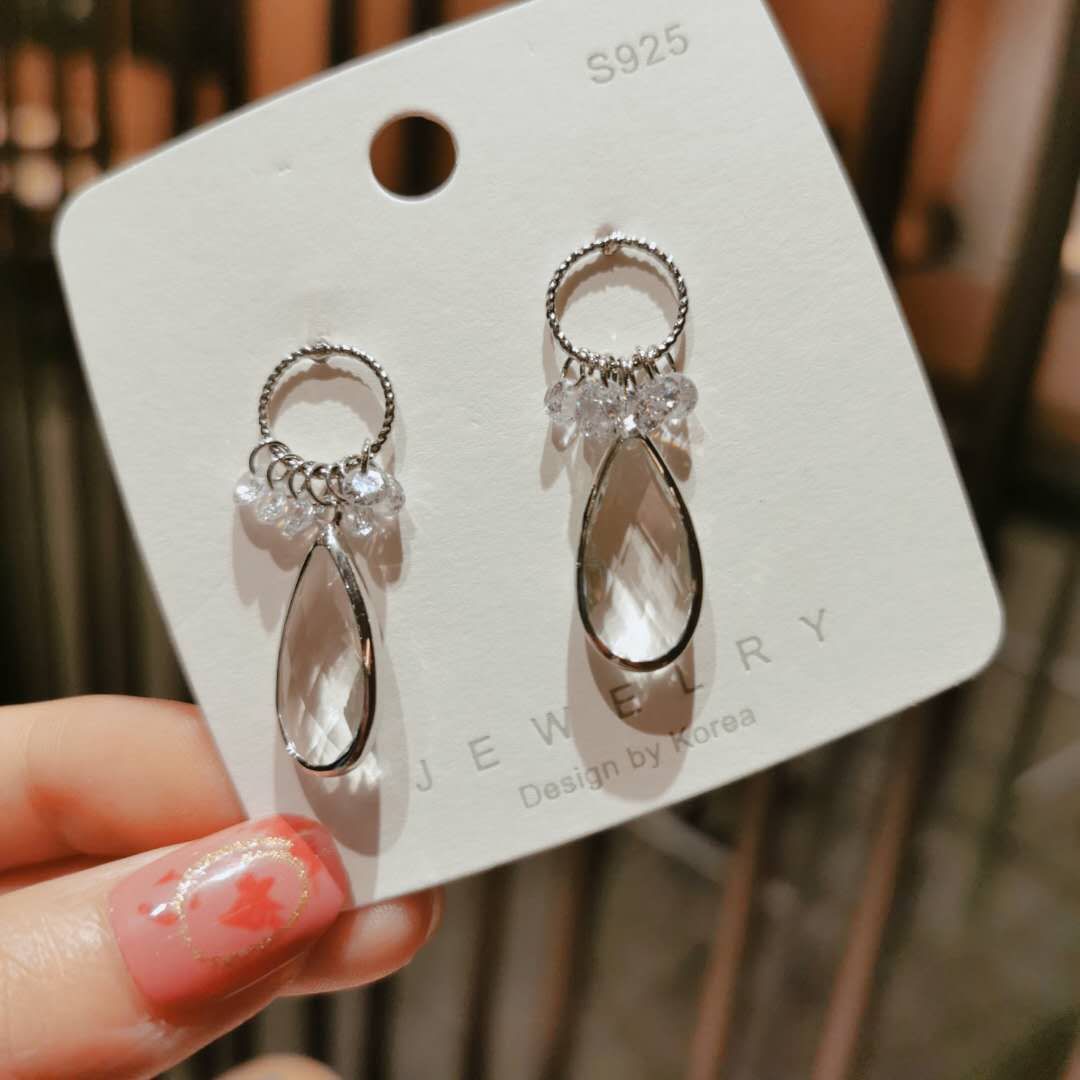 925 silver web celebrity earrings 2020 new stylish Korean personality imitation crystal earrings with exaggerated American earrings female thumbnail