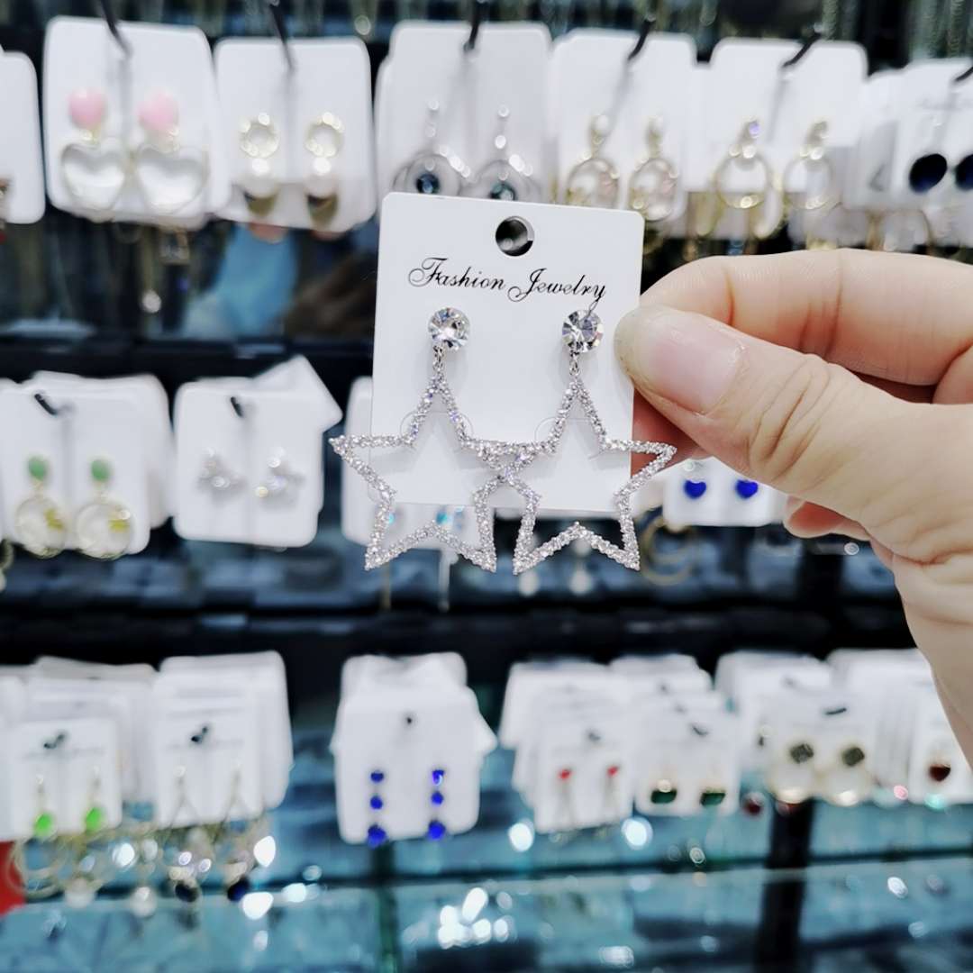 Korean set diamond earrings temperament earrings geometric Korean earrings elegant fashion earrings line tassel earrings thumbnail
