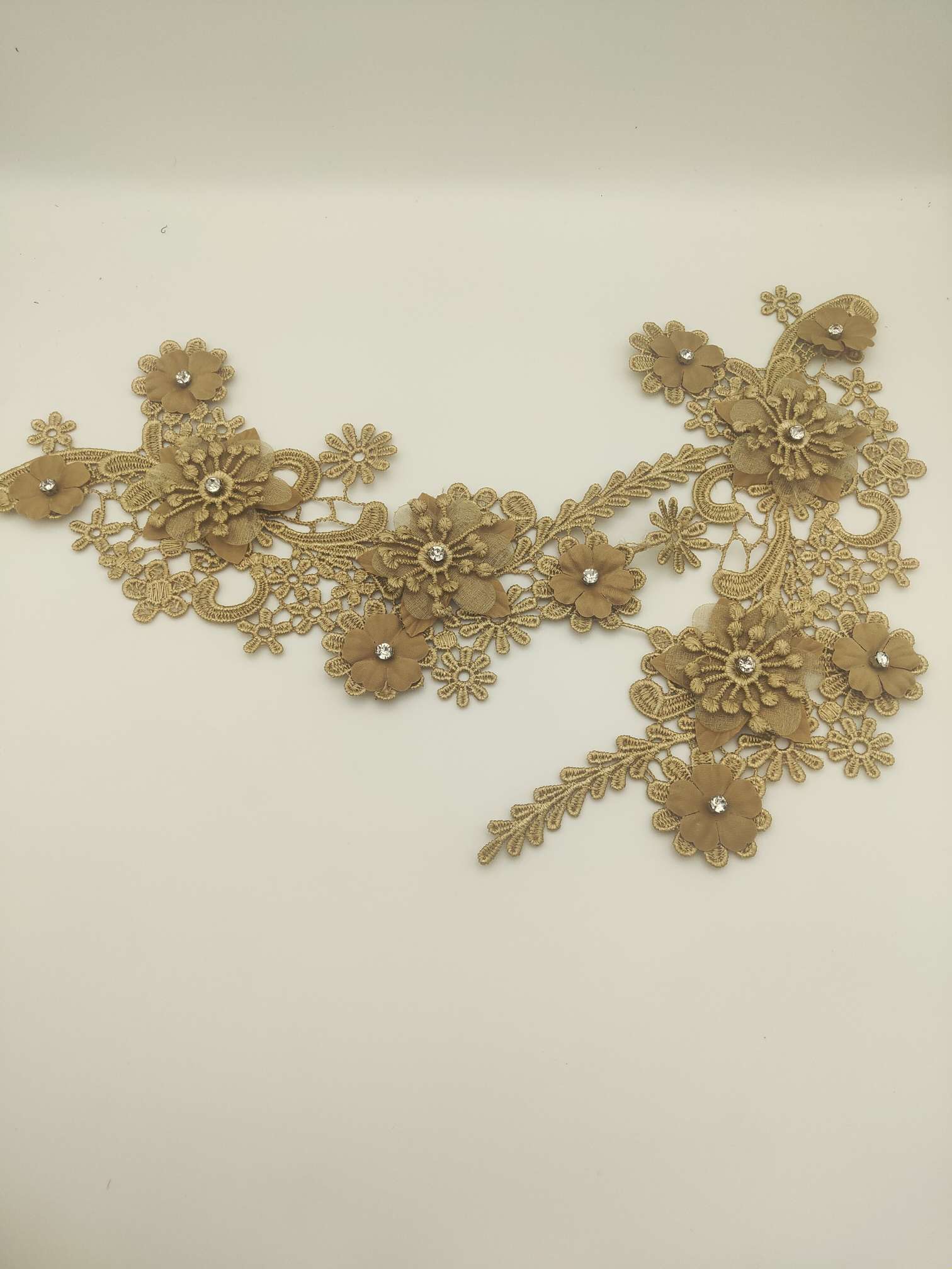 Polyester-polyester double-flower hand-stitched beaded flower clothing accessories, DIY collar flower wedding dress decoration 1-1 undefined