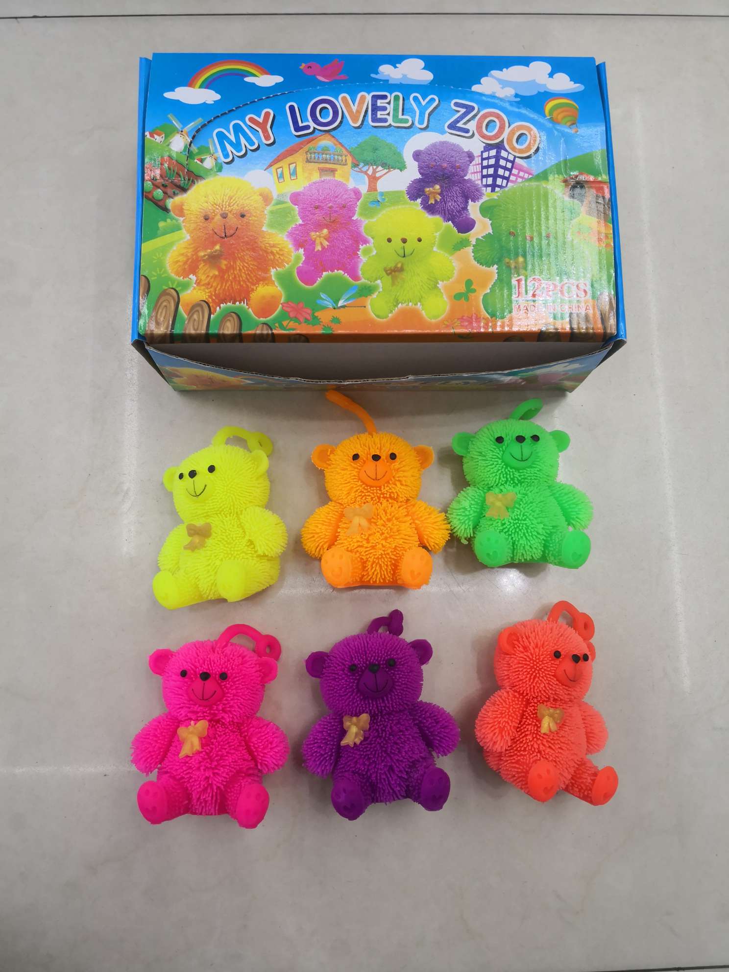 Glitter Furry Ball kids creative soft glue toy Glitter YOYO Bear TPR toy thumbnail