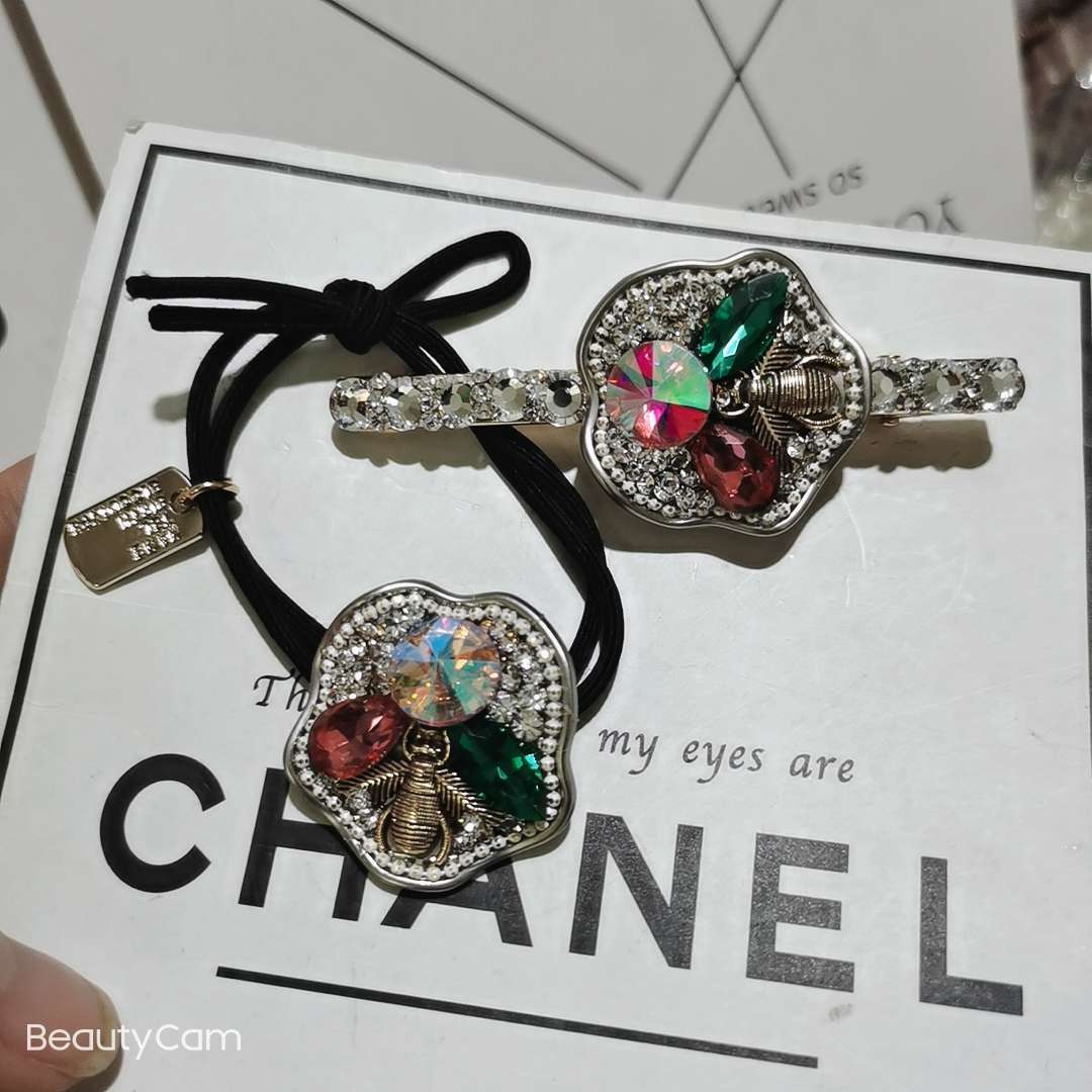 Butterfly Flower jewelry, rubber band alloy buckle with diamond inlay