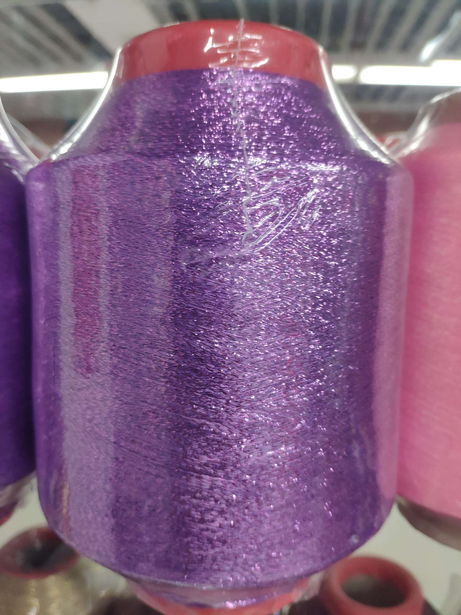 Colored gold and silver, silk purple