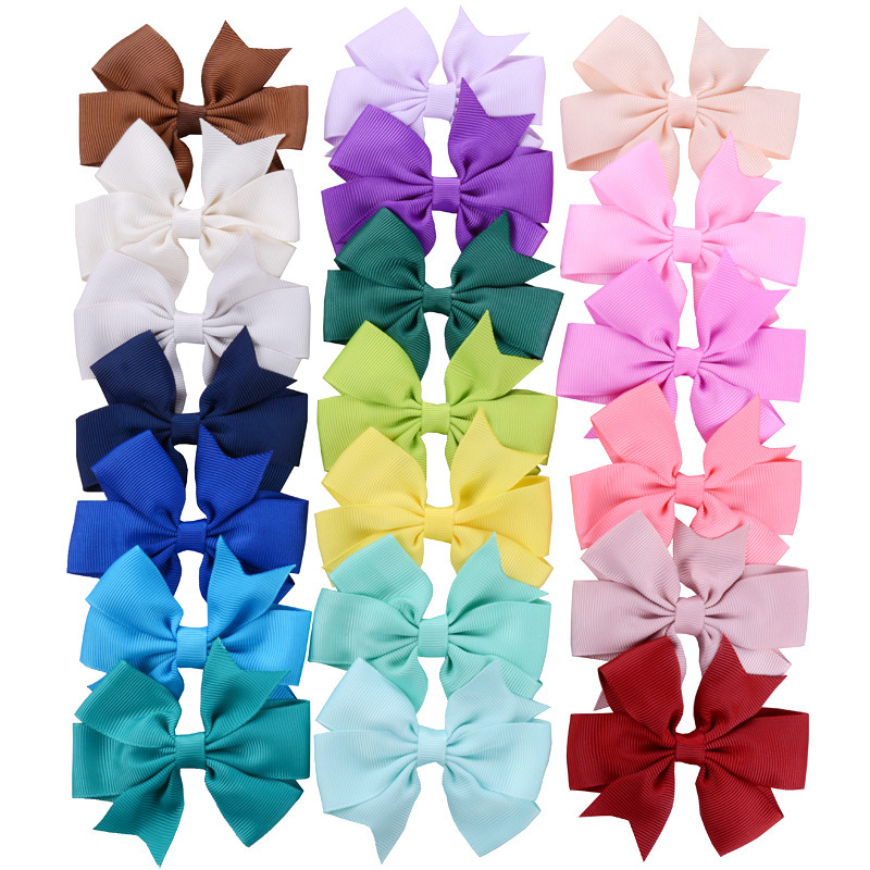 Shrimp Express Foreign Trade Children's Hair Accessories Supply Hot V-Shaped Dovetail Rib With Bow Hairpin 40 Colors Support Custom details Picture