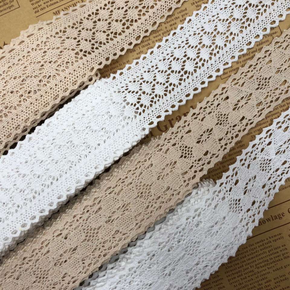 【精品推荐】高品质精细棉线花边4cm本白漂白对称 有现货随叫随到详情图6