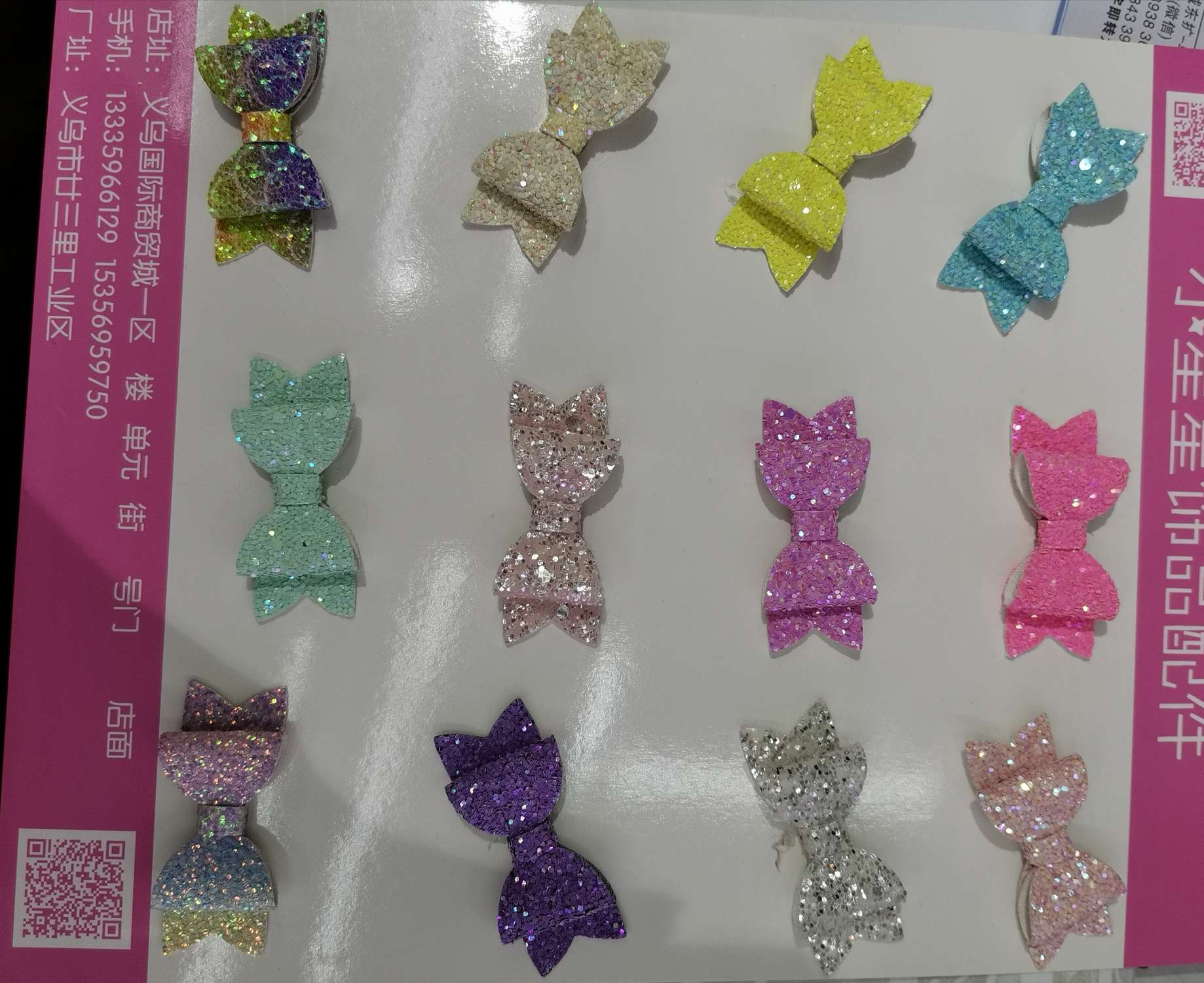 Double-layered small bow tie with ceramic pieces