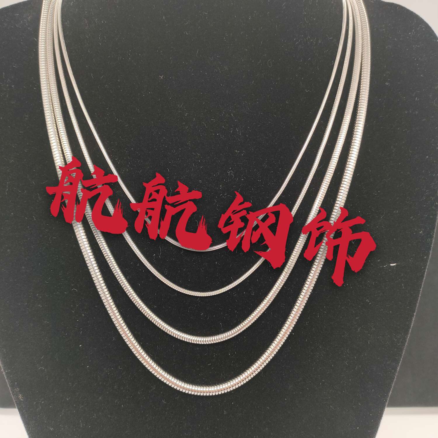 stainless steel snake chain necklace overall display