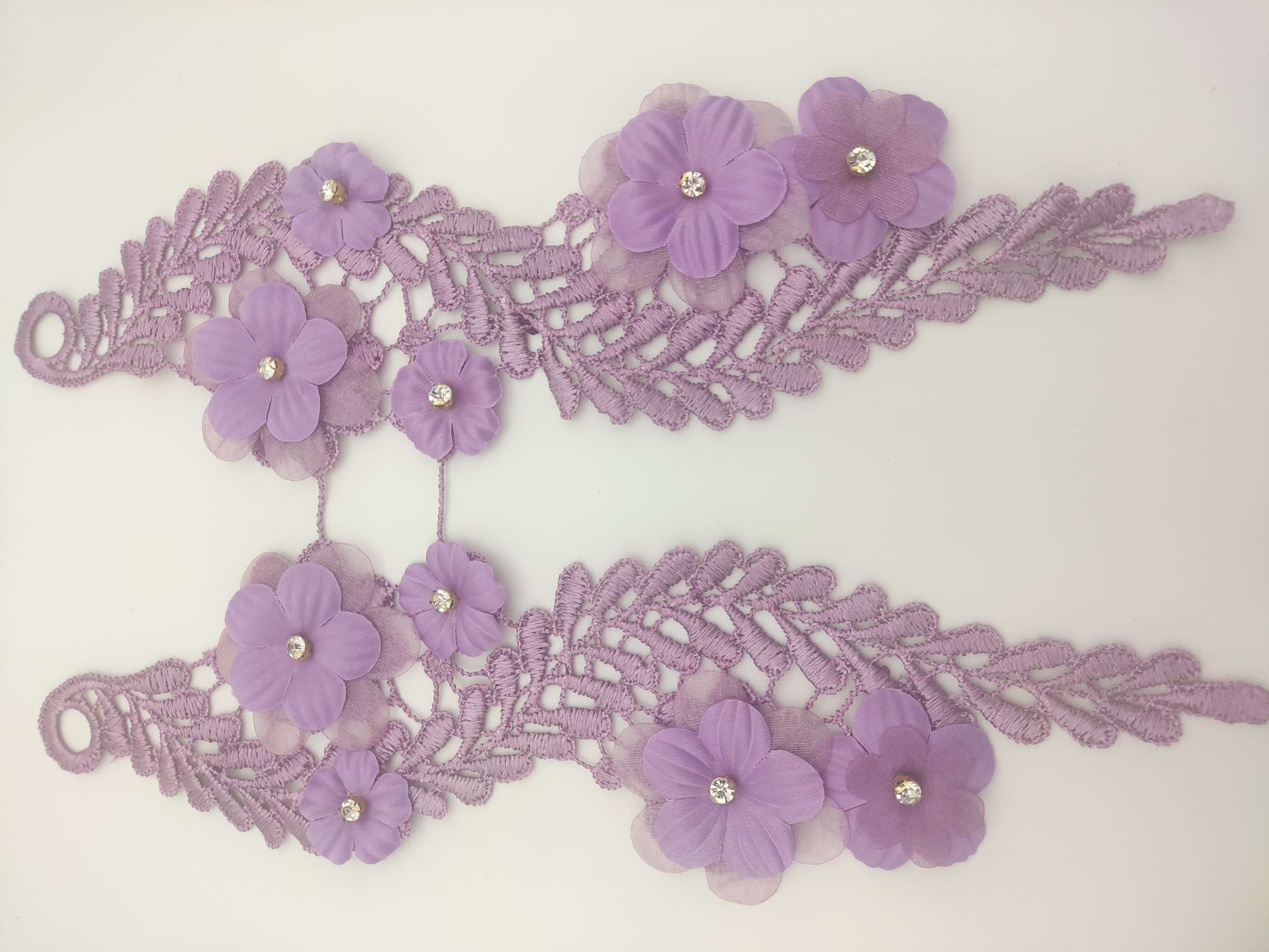 Polyester-polyester double-flower hand-stitched beaded flower clothing accessories, DIY collar flower wedding dress decoration 1-9 undefined