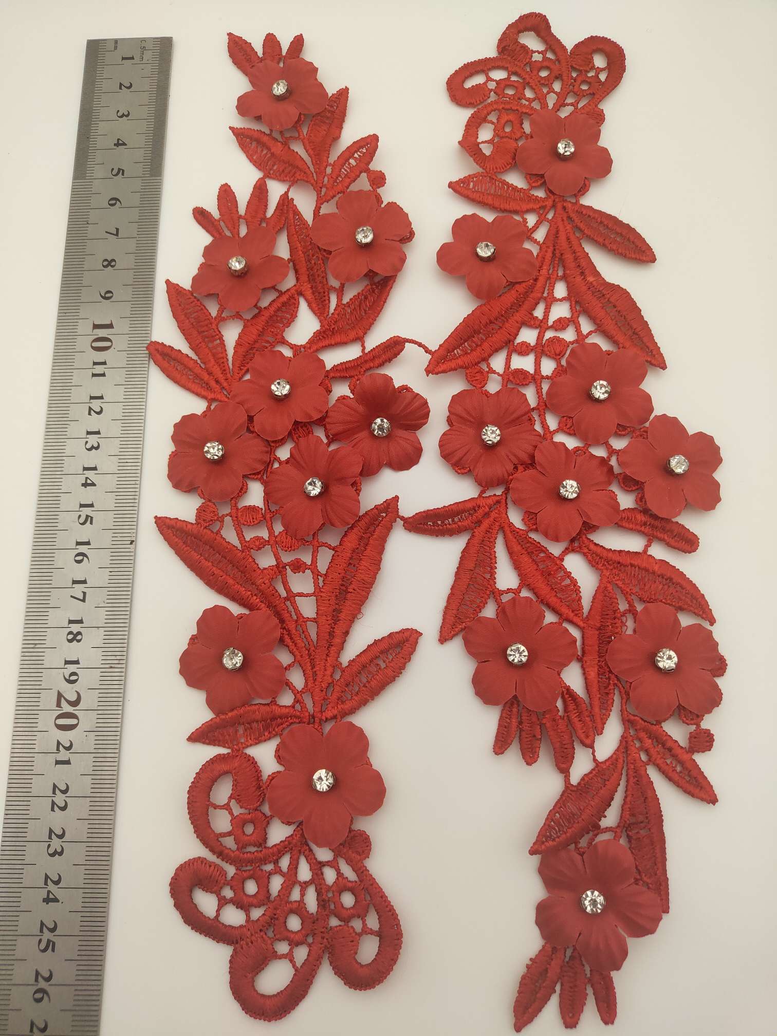 Polyester-polyester double-flower hand-stitched beaded flower clothing accessories, DIY collar flower wedding dress decoration 1-11 undefined