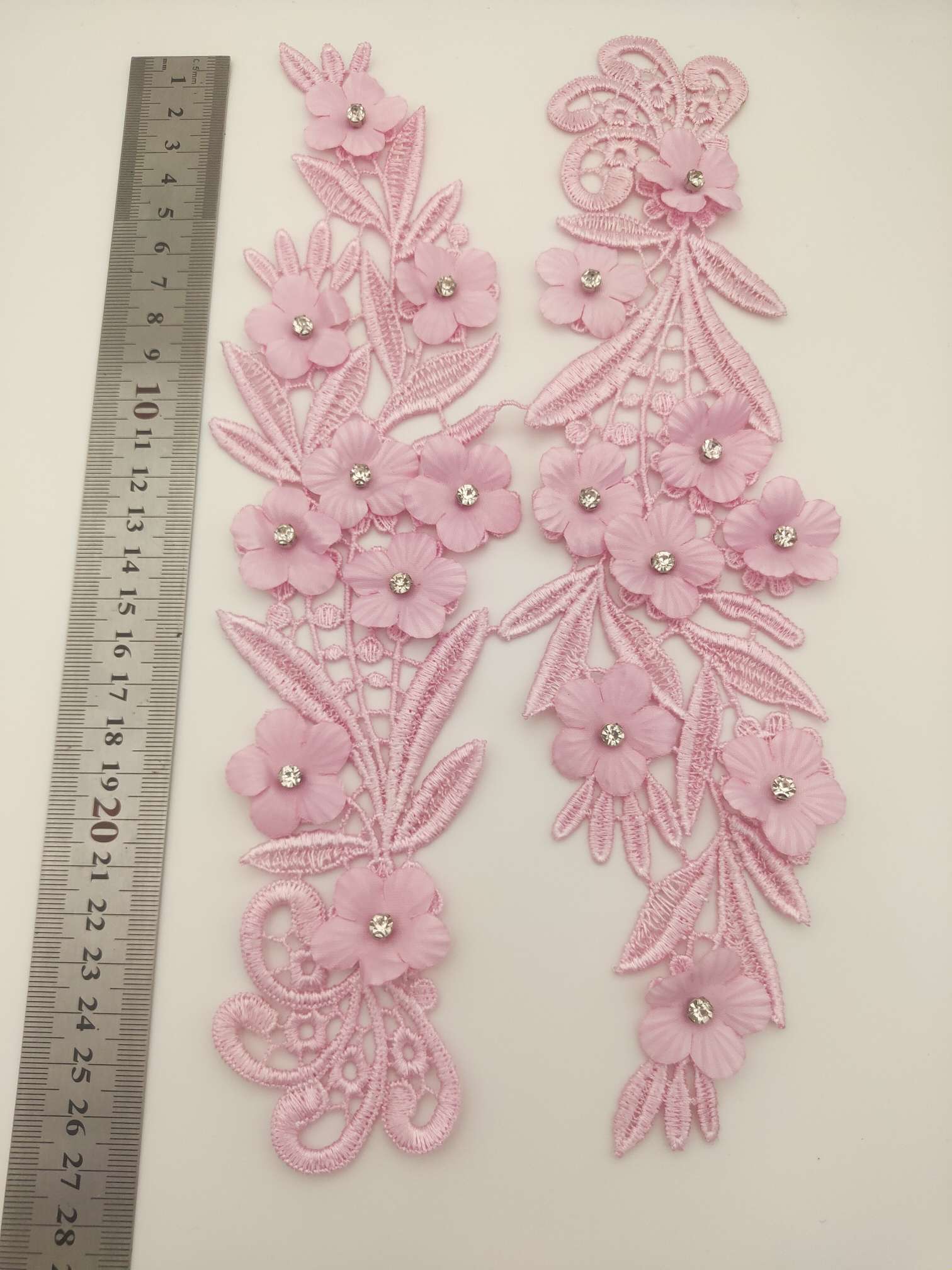 Polyester-polyester double-flower hand-stitched beaded flower clothing accessories, DIY collar flower wedding dress decoration 1-11 undefined
