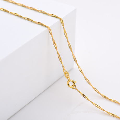 Silver-plated rose gold necklace, cross chain, box chain, water wave chain, bare chain, collarbone chain factory direct sales and wholesale Item Picture