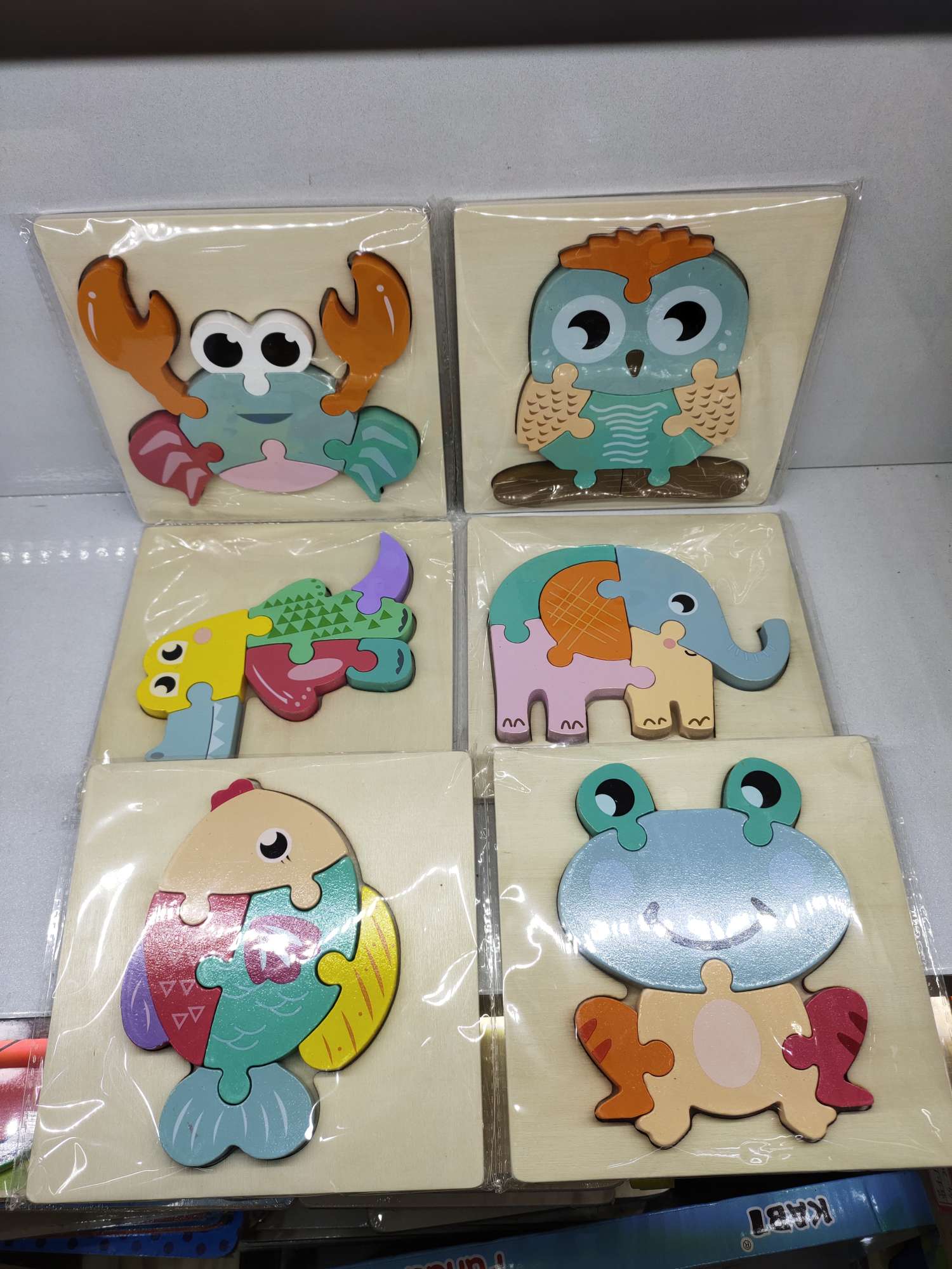 Wooden cartoon 3d puzzle early education educational toy thumbnail