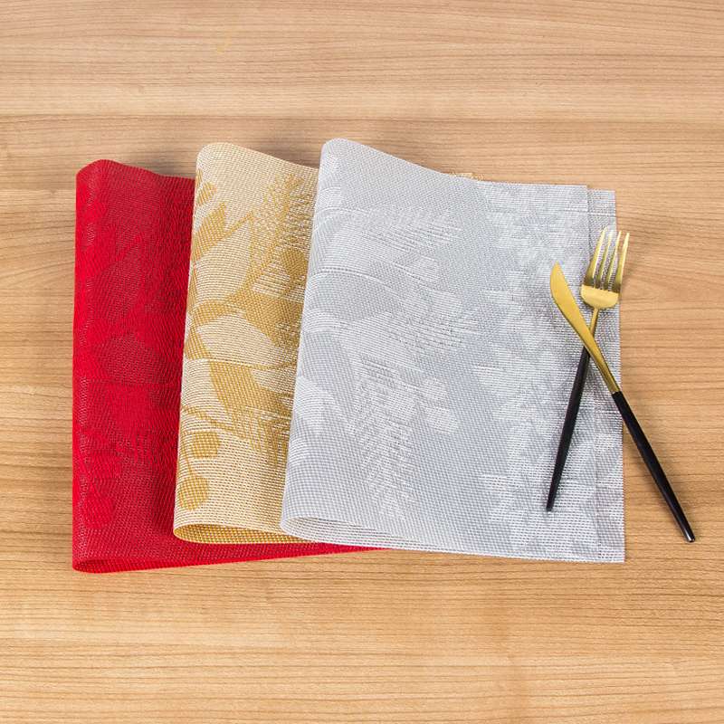 New Teslin Christmas large flower pvc placemats, leak-proof and edged-pressed Western placemats, classic and fashionable anti-slip coasters for hotels