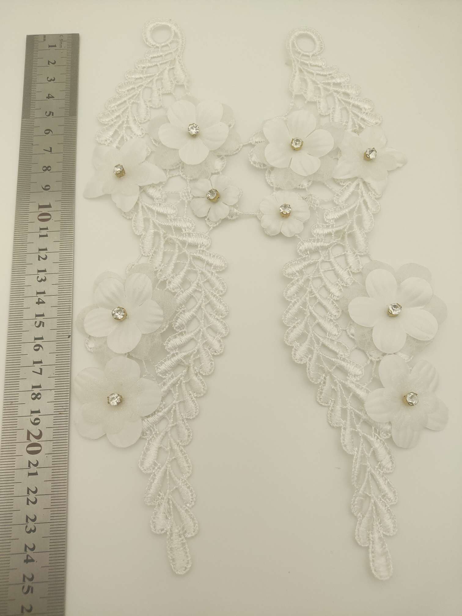 Polyester-polyester double-flower hand-stitched beaded flower clothing accessories, DIY collar flower wedding dress decoration 1-9