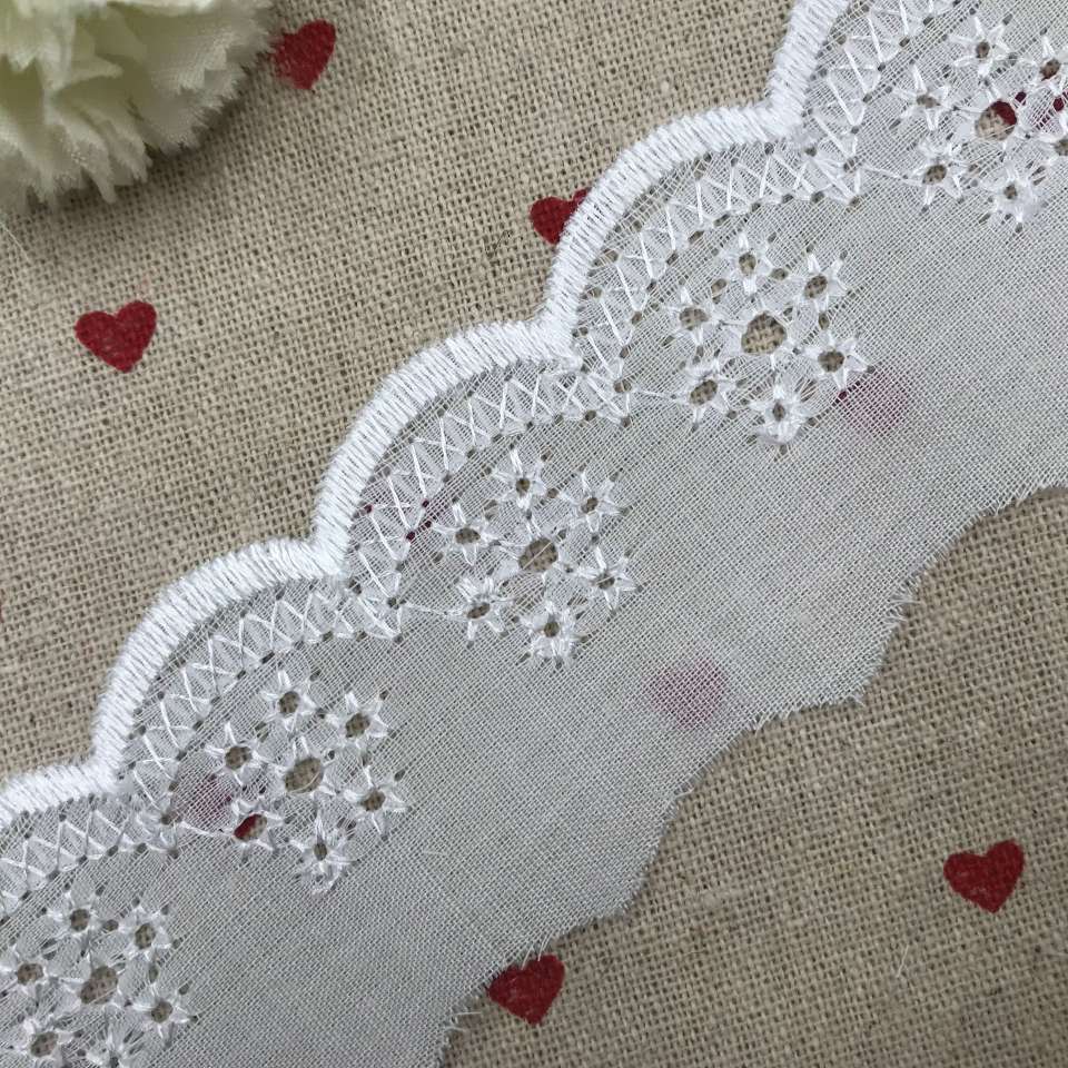 [Factory direct] spot supply TC seven holes lace water-soluble cotton embroidery lace 4cm bleached white thumbnail