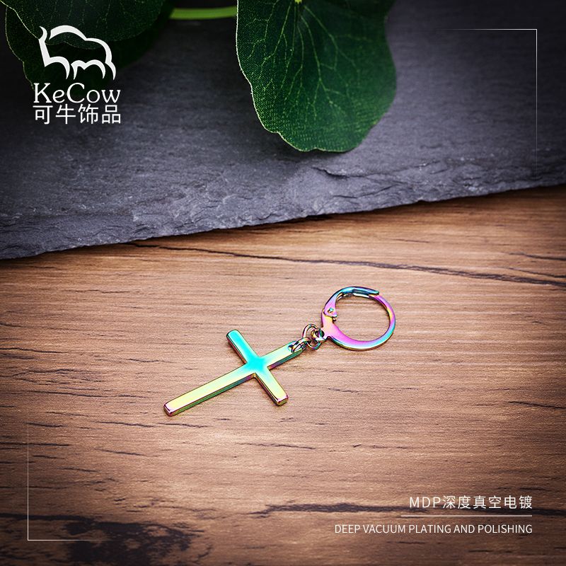 Changsheng Jewelry offers simple and personalized stainless steel cross stud earrings for export Specification image