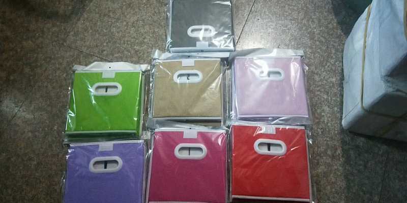 无纺布气眼收纳箱 凤尾花方形收纳箱25.25.25CM产品图