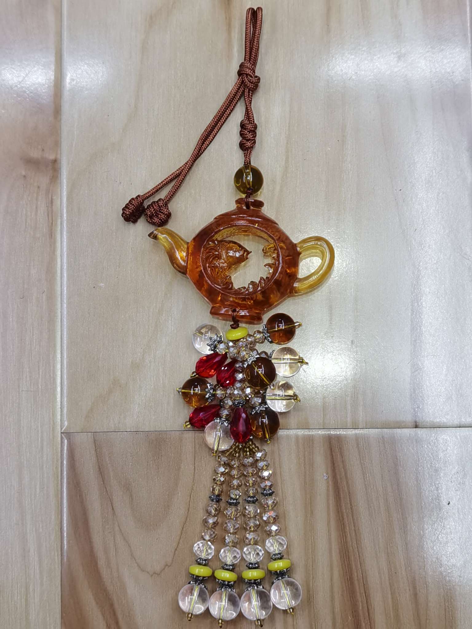 Hongyu Handicrafts Pendant, Glazed teapot, Carp Cart Pendant