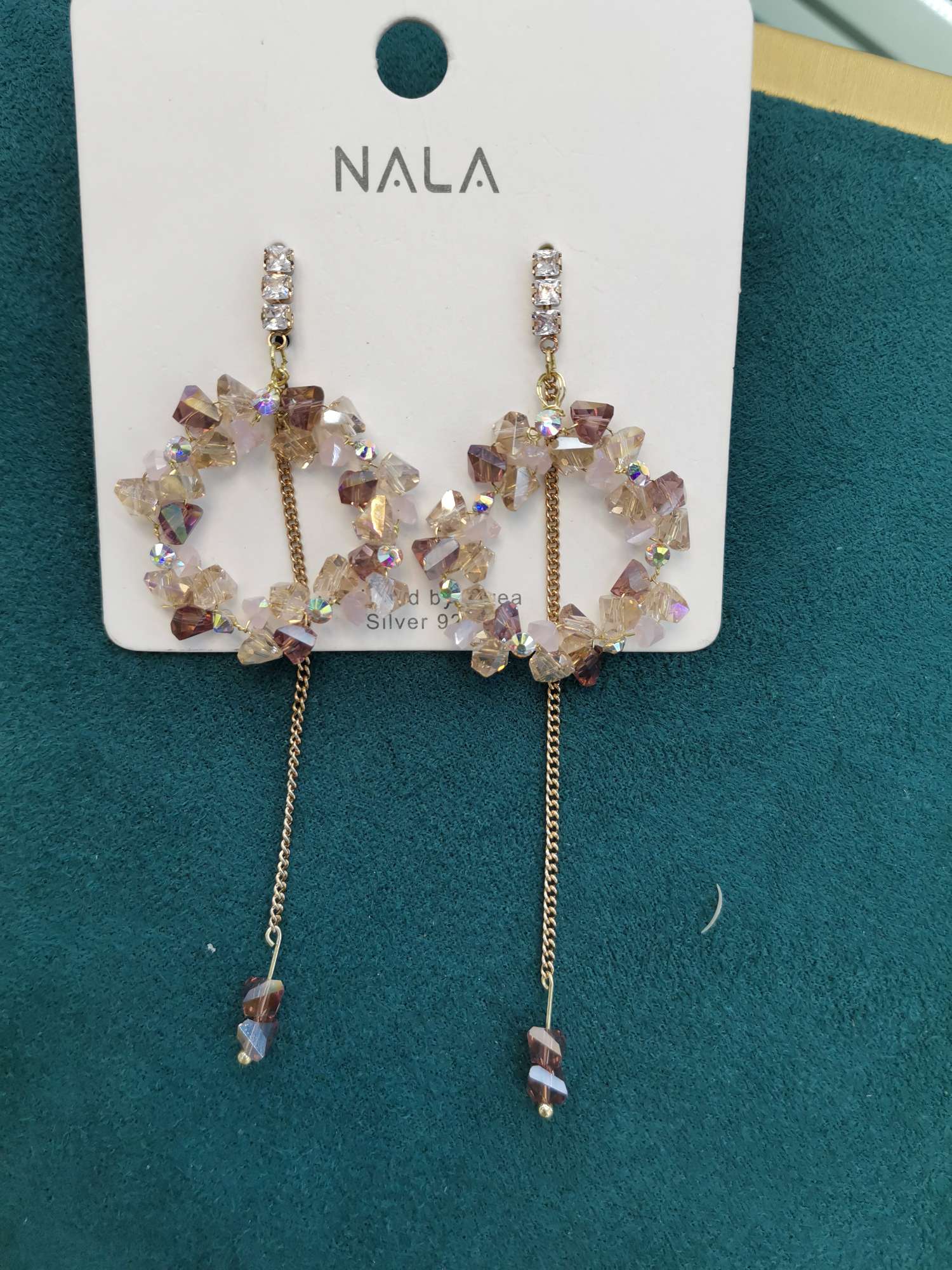 Korean long hand stud earrings thumbnail