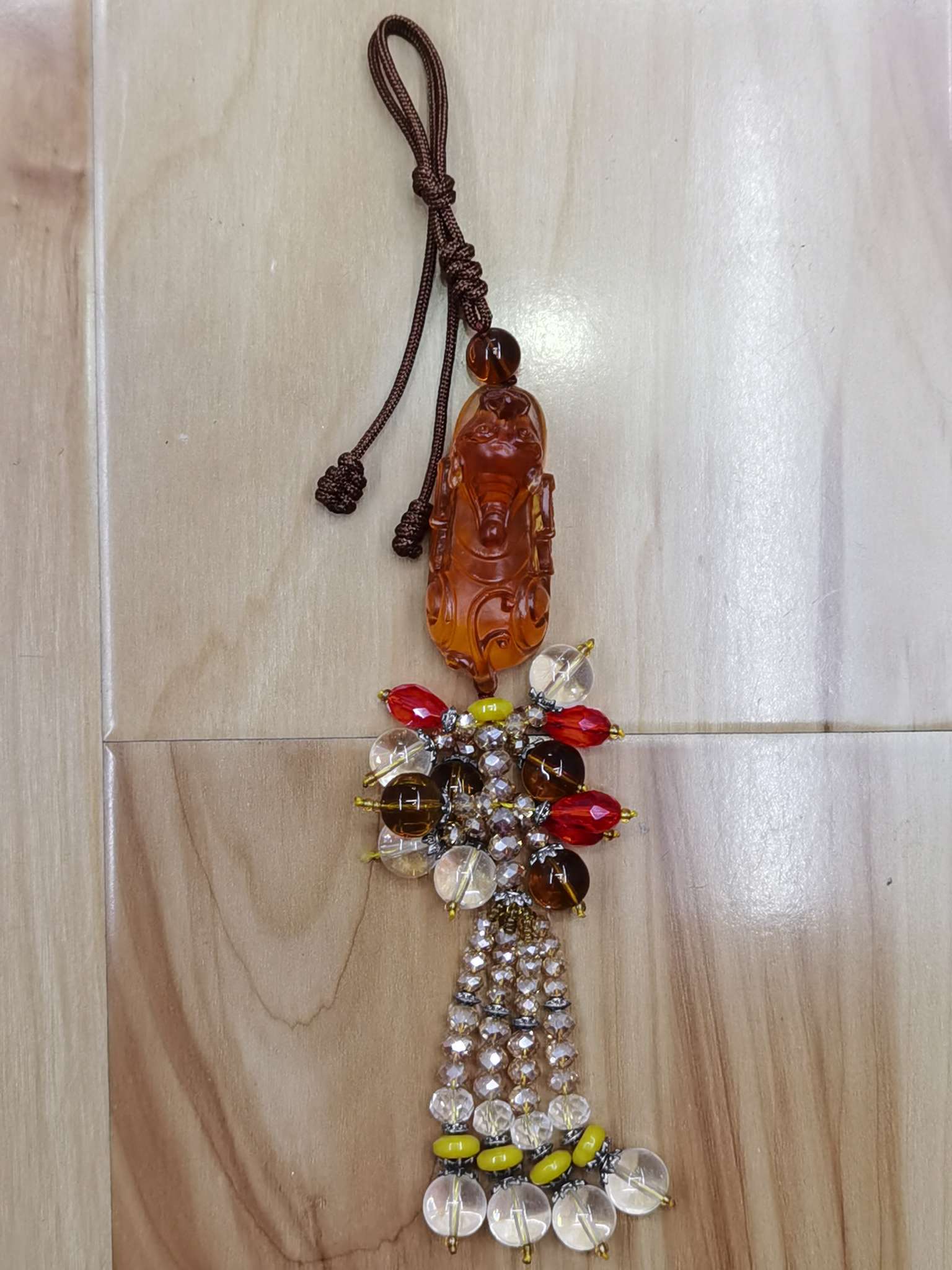 Hongyu Handicrafts Pendant, Glazed Qilin car hanging