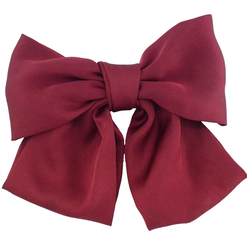 New Korean Version Of Women's Hair Accessories Girl Back Head Solid Color Big Bow Hairpin Spring Clip Net Red Ins Hair Accessories undefined