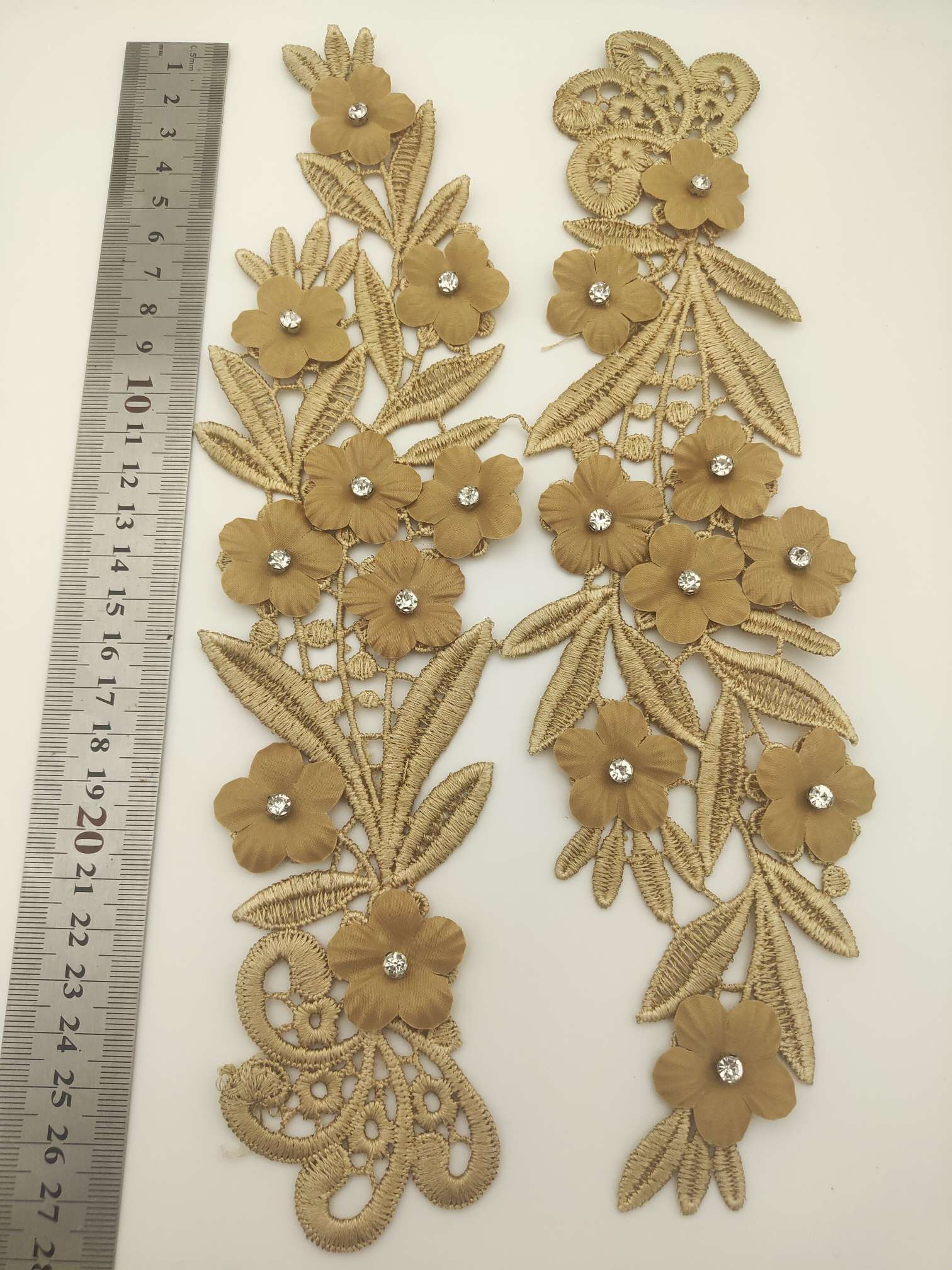 Polyester-polyester double-flower hand-stitched beaded flower clothing accessories, DIY collar flower wedding dress decoration 1-11 undefined