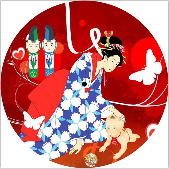 日式仕女印花布工艺伞料理店酒店装饰伞旗袍走秀  舞蹈表演