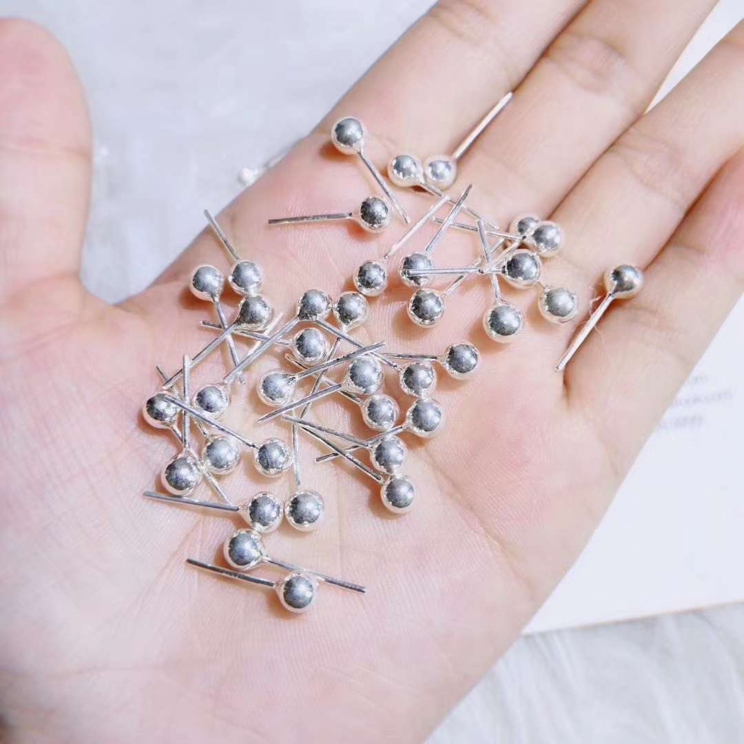 Bright Bead Sterling Silver Stud Earrings, Adults And Children Can Wear Application Scenario