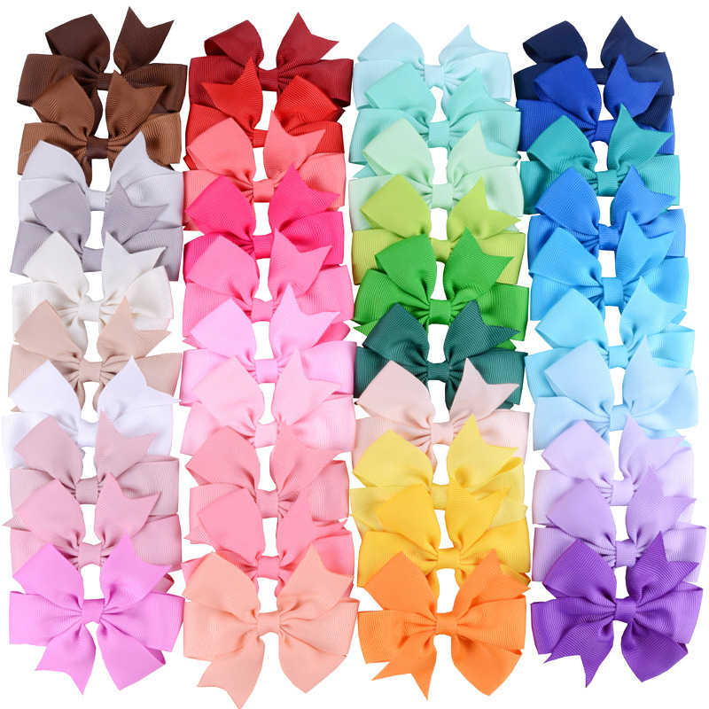 Shrimp Express Foreign Trade Children's Hair Accessories Supply Hot V-Shaped Dovetail Rib With Bow Hairpin 40 Colors Support Custom