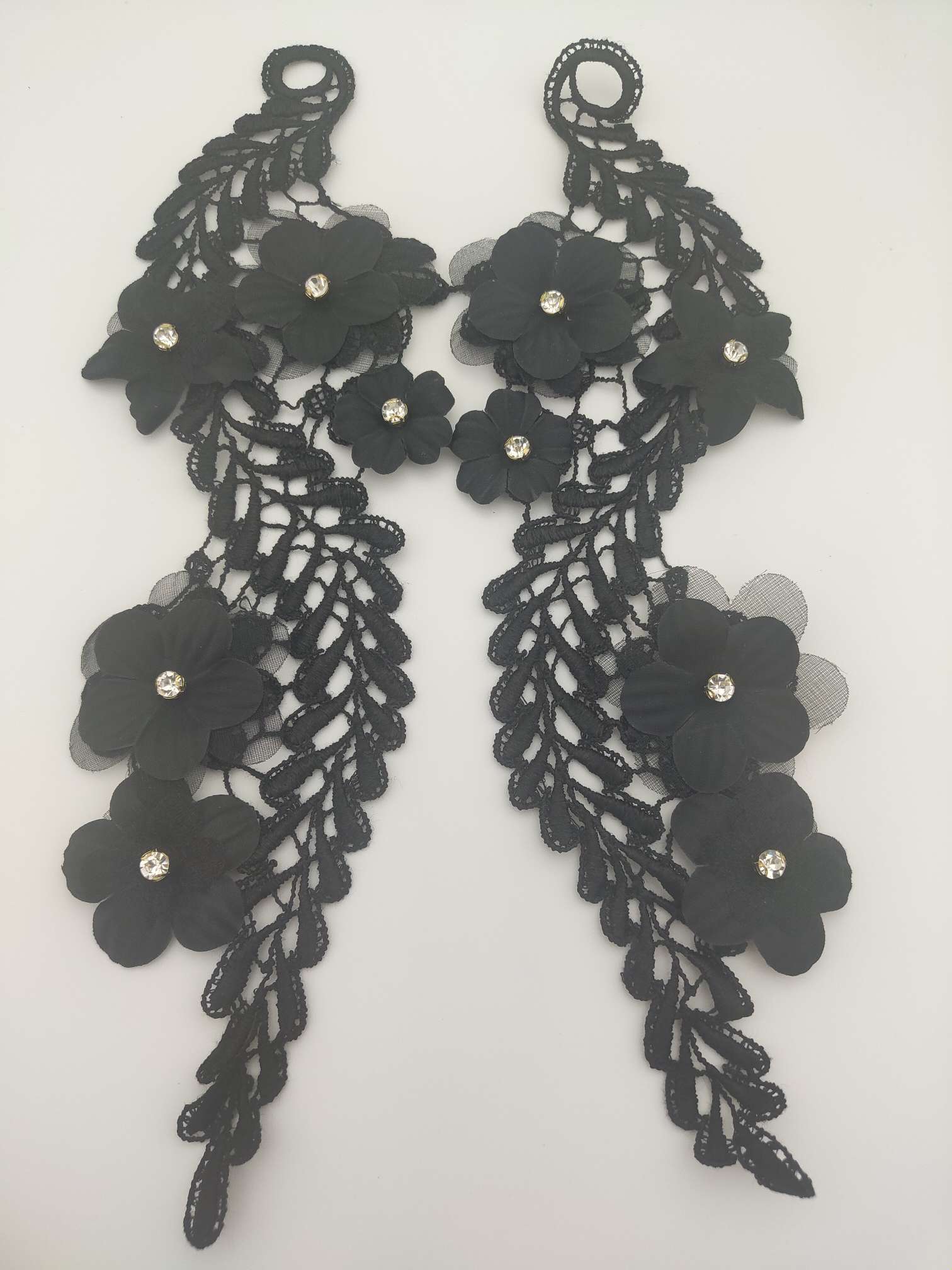 Polyester-polyester double-flower hand-stitched beaded flower clothing accessories, DIY collar flower wedding dress decoration 1-10 undefined