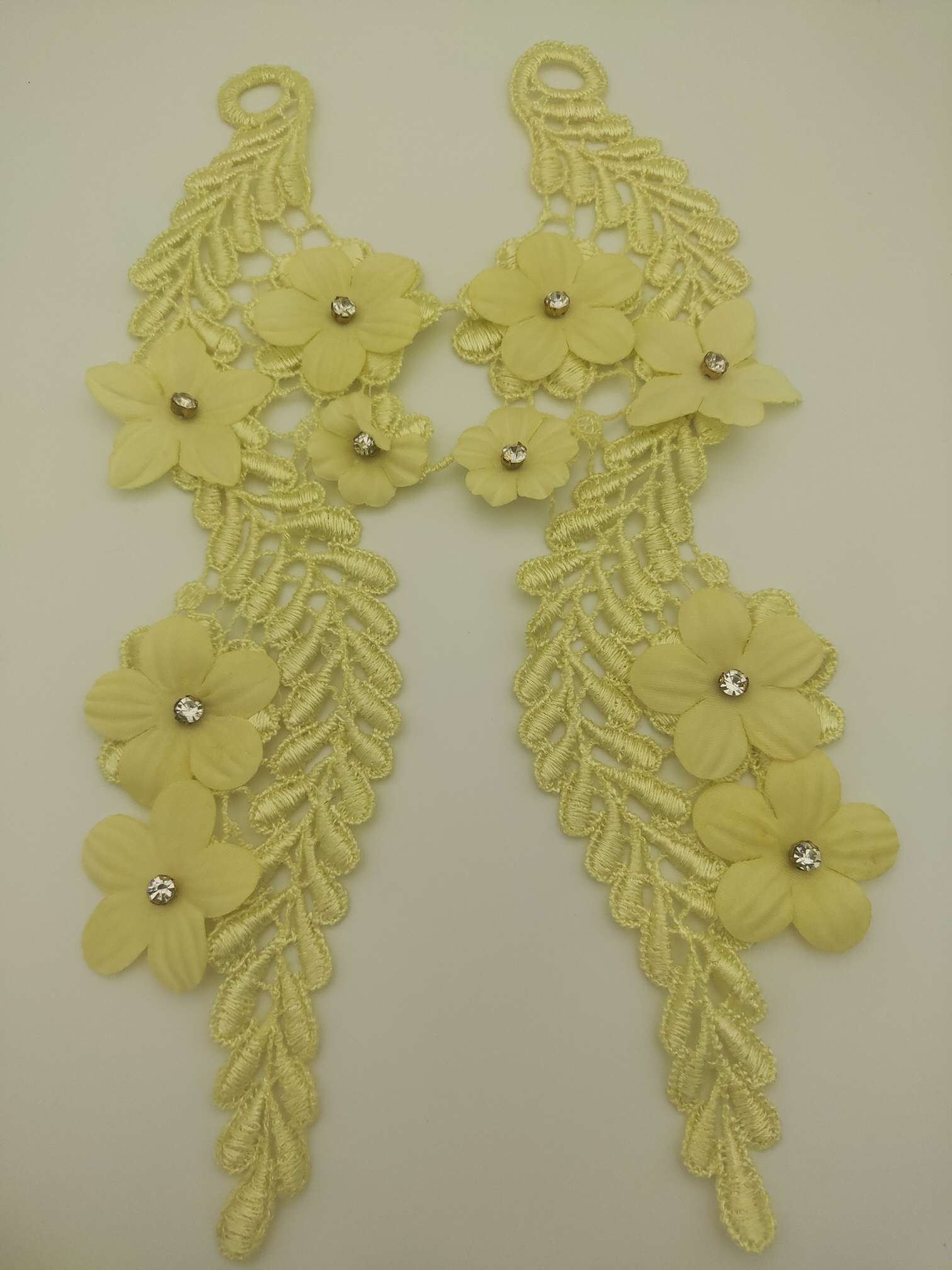 Polyester-polyester double-flower hand-stitched beaded flower clothing accessories, DIY collar flower wedding dress decoration 1-9 undefined